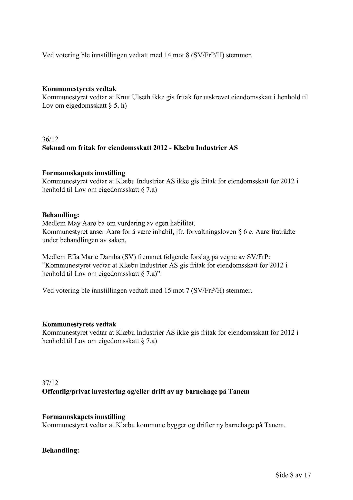 Klæbu Kommune, TRKO/KK/01-KS/L005: Kommunestyret - Møtedokumenter, 2012, s. 974