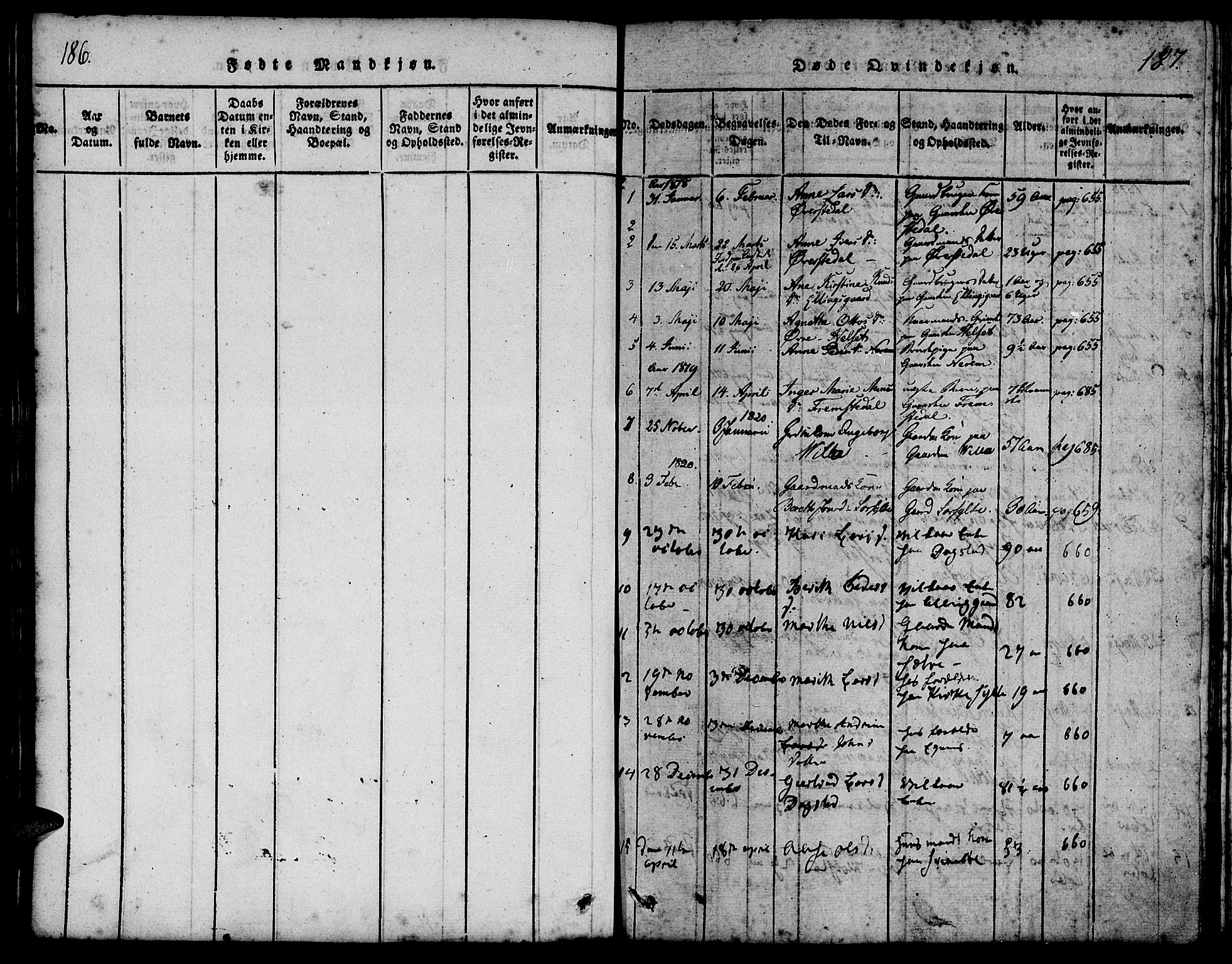 Ministerialprotokoller, klokkerbøker og fødselsregistre - Møre og Romsdal, AV/SAT-A-1454/541/L0544: Ministerialbok nr. 541A01, 1818-1847, s. 186-187