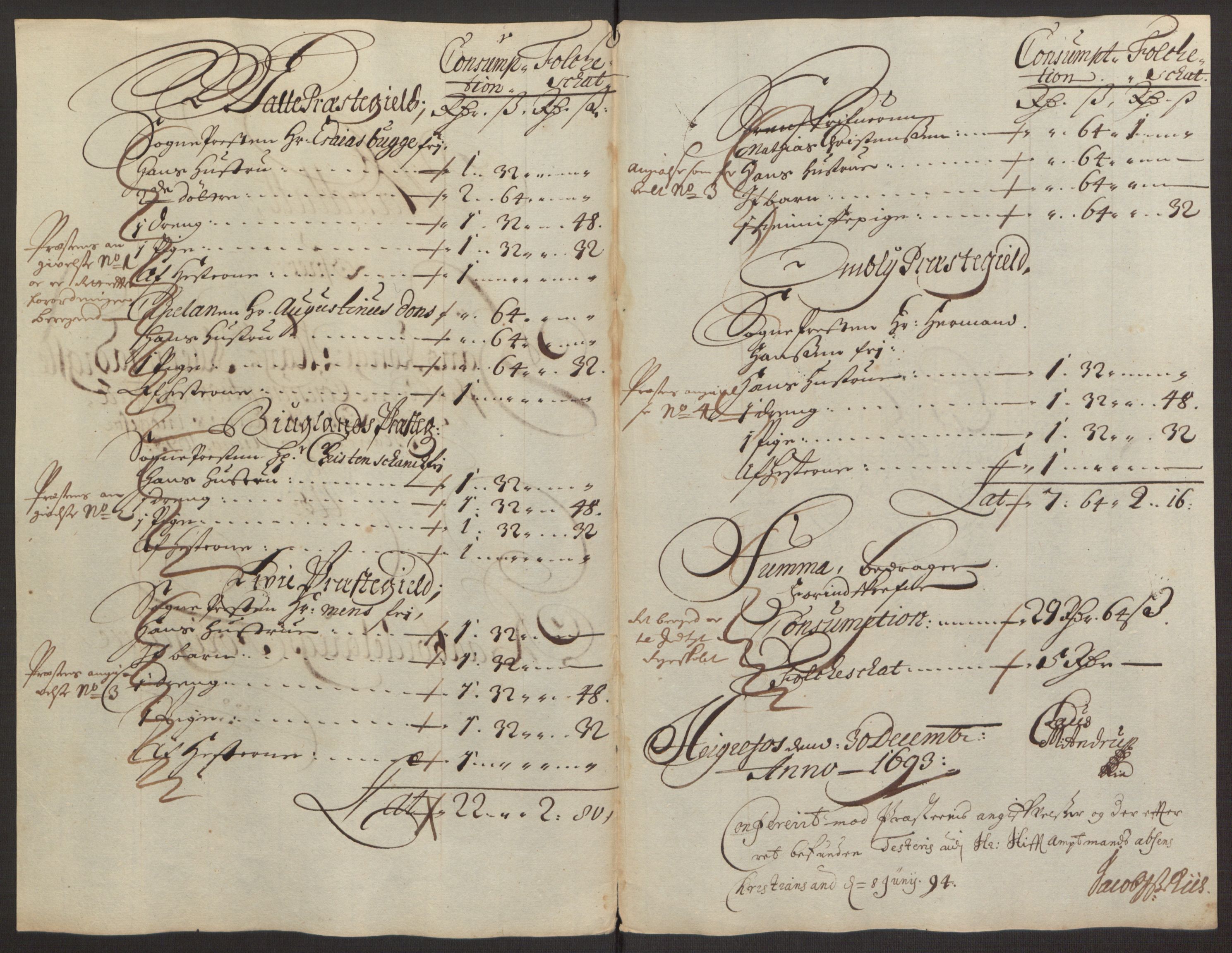 Rentekammeret inntil 1814, Reviderte regnskaper, Fogderegnskap, AV/RA-EA-4092/R40/L2444: Fogderegnskap Råbyggelag, 1693-1696, s. 39