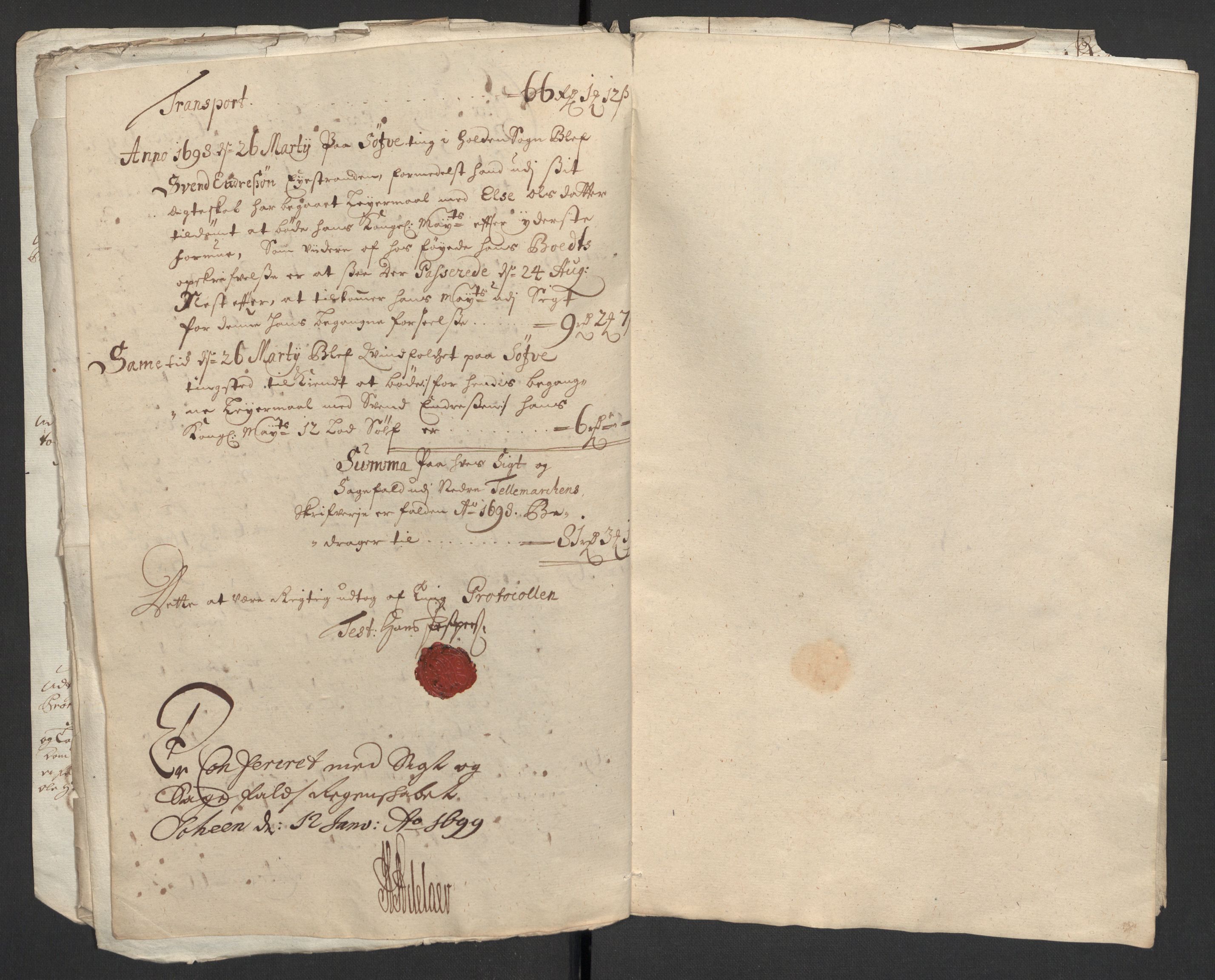 Rentekammeret inntil 1814, Reviderte regnskaper, Fogderegnskap, AV/RA-EA-4092/R36/L2098: Fogderegnskap Øvre og Nedre Telemark og Bamble, 1698, s. 49