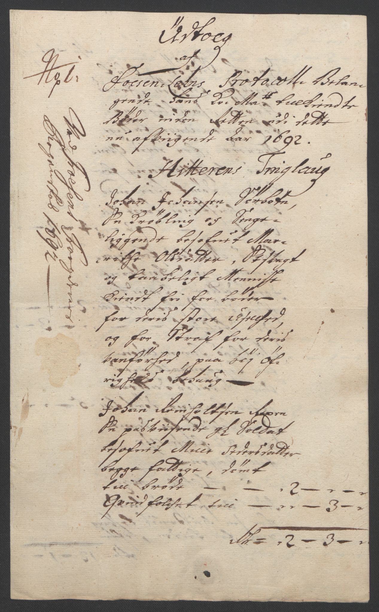 Rentekammeret inntil 1814, Reviderte regnskaper, Fogderegnskap, RA/EA-4092/R57/L3849: Fogderegnskap Fosen, 1692-1693, s. 212