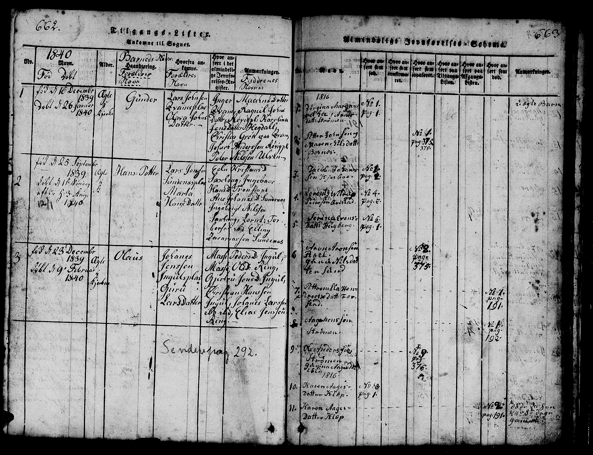 Ministerialprotokoller, klokkerbøker og fødselsregistre - Nord-Trøndelag, SAT/A-1458/730/L0298: Klokkerbok nr. 730C01, 1816-1849, s. 662-663