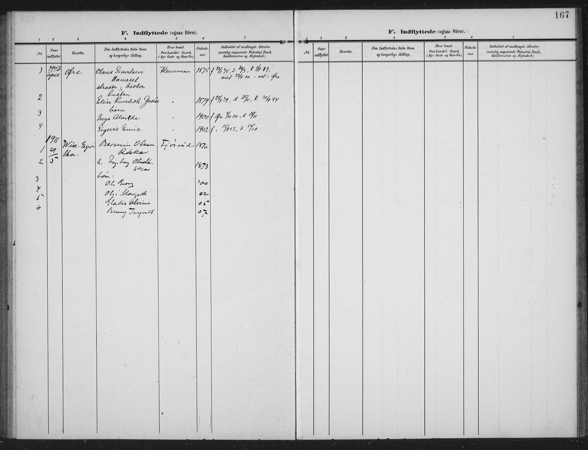 Ministerialprotokoller, klokkerbøker og fødselsregistre - Møre og Romsdal, SAT/A-1454/586/L0989: Ministerialbok nr. 586A15, 1906-1915, s. 167