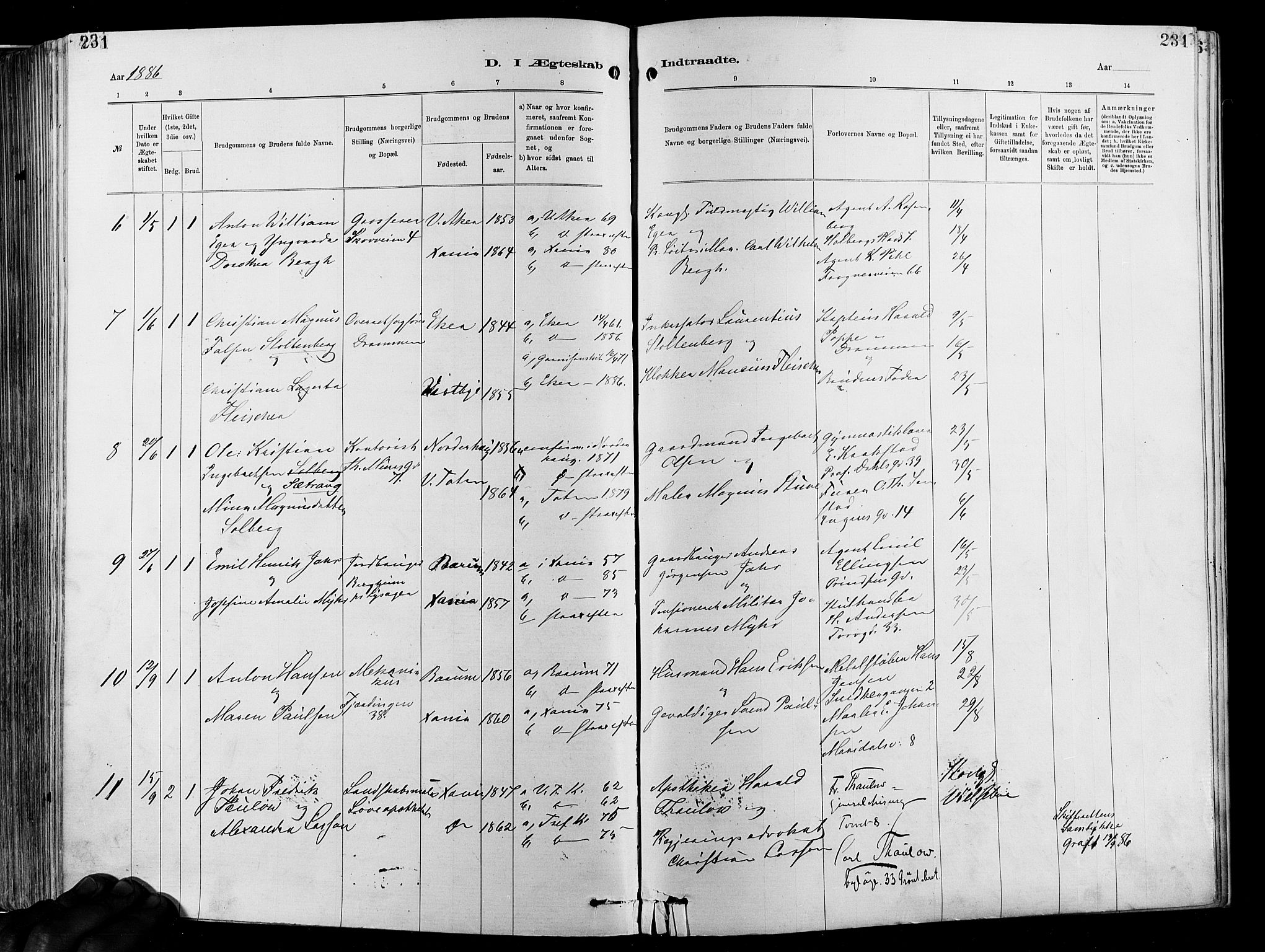 Garnisonsmenigheten Kirkebøker, SAO/A-10846/F/Fa/L0012: Ministerialbok nr. 12, 1880-1893, s. 231