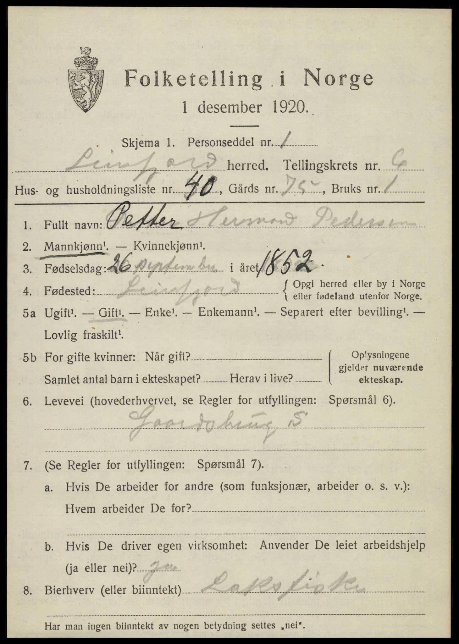 SAT, Folketelling 1920 for 1822 Leirfjord herred, 1920, s. 4285