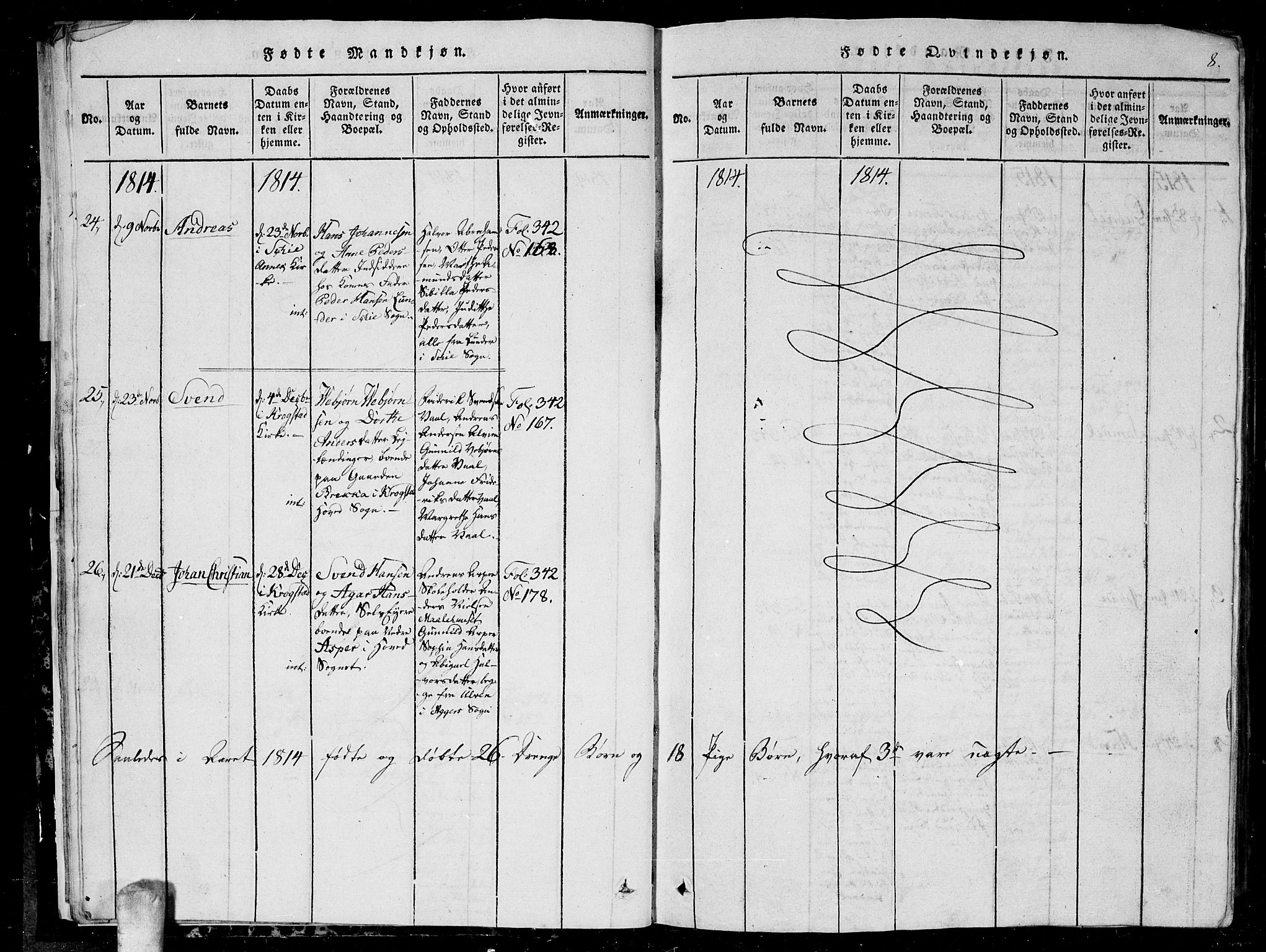 Kråkstad prestekontor Kirkebøker, AV/SAO-A-10125a/G/Ga/L0001: Klokkerbok nr. I 1, 1813-1824, s. 8