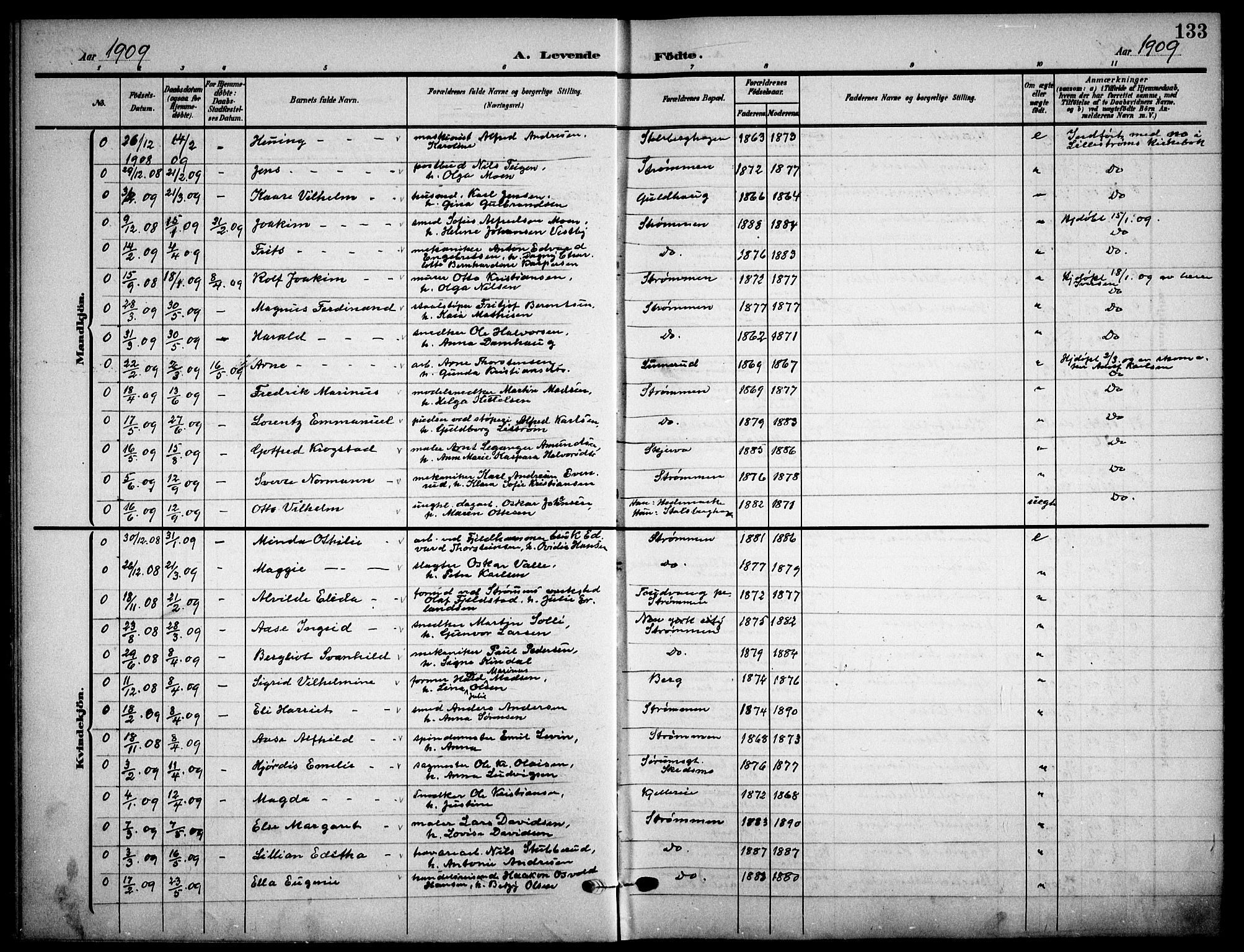 Skedsmo prestekontor Kirkebøker, AV/SAO-A-10033a/F/Fa/L0015: Ministerialbok nr. I 15, 1902-1917, s. 133