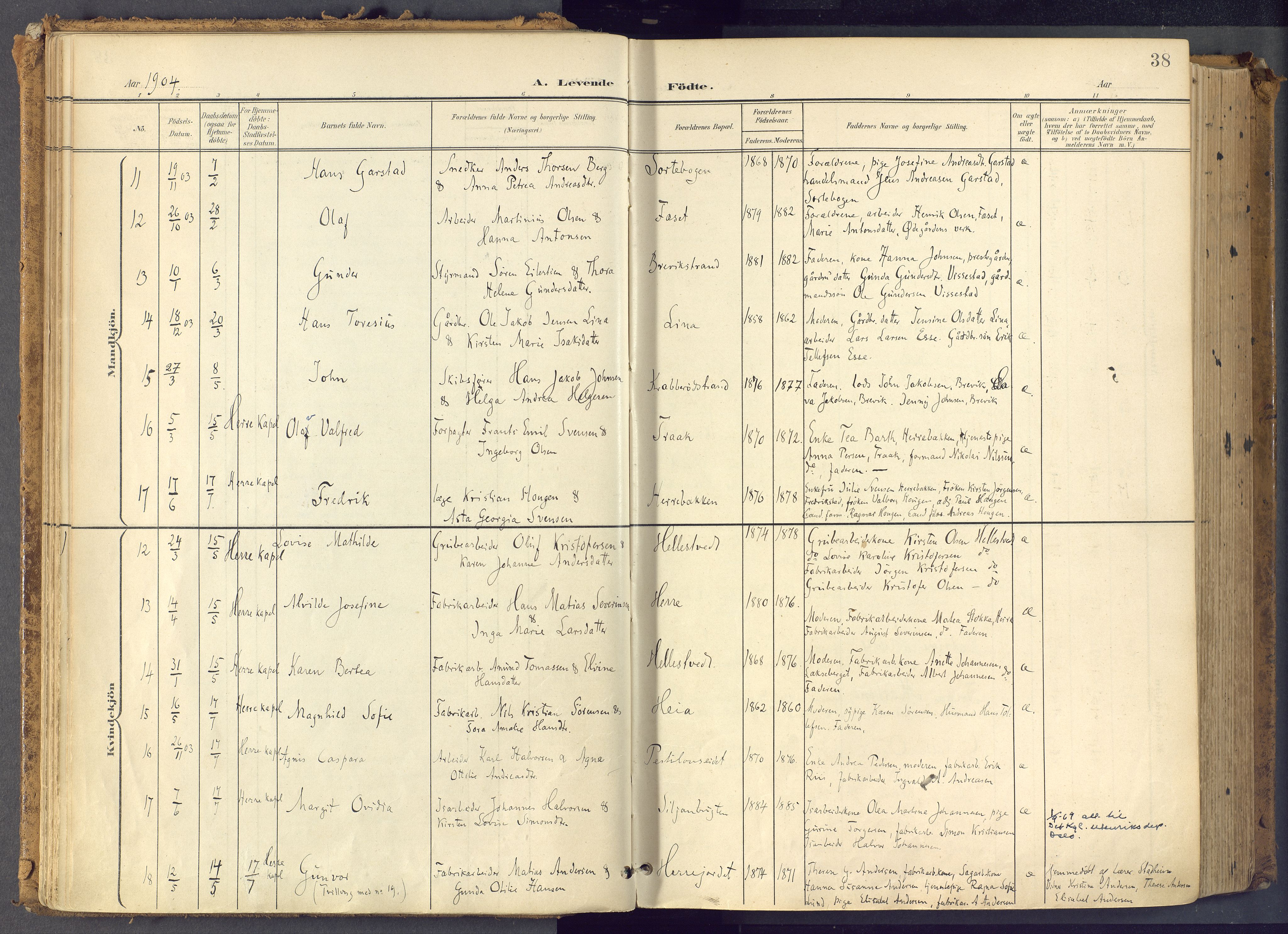 Bamble kirkebøker, SAKO/A-253/F/Fa/L0009: Ministerialbok nr. I 9, 1901-1917, s. 38