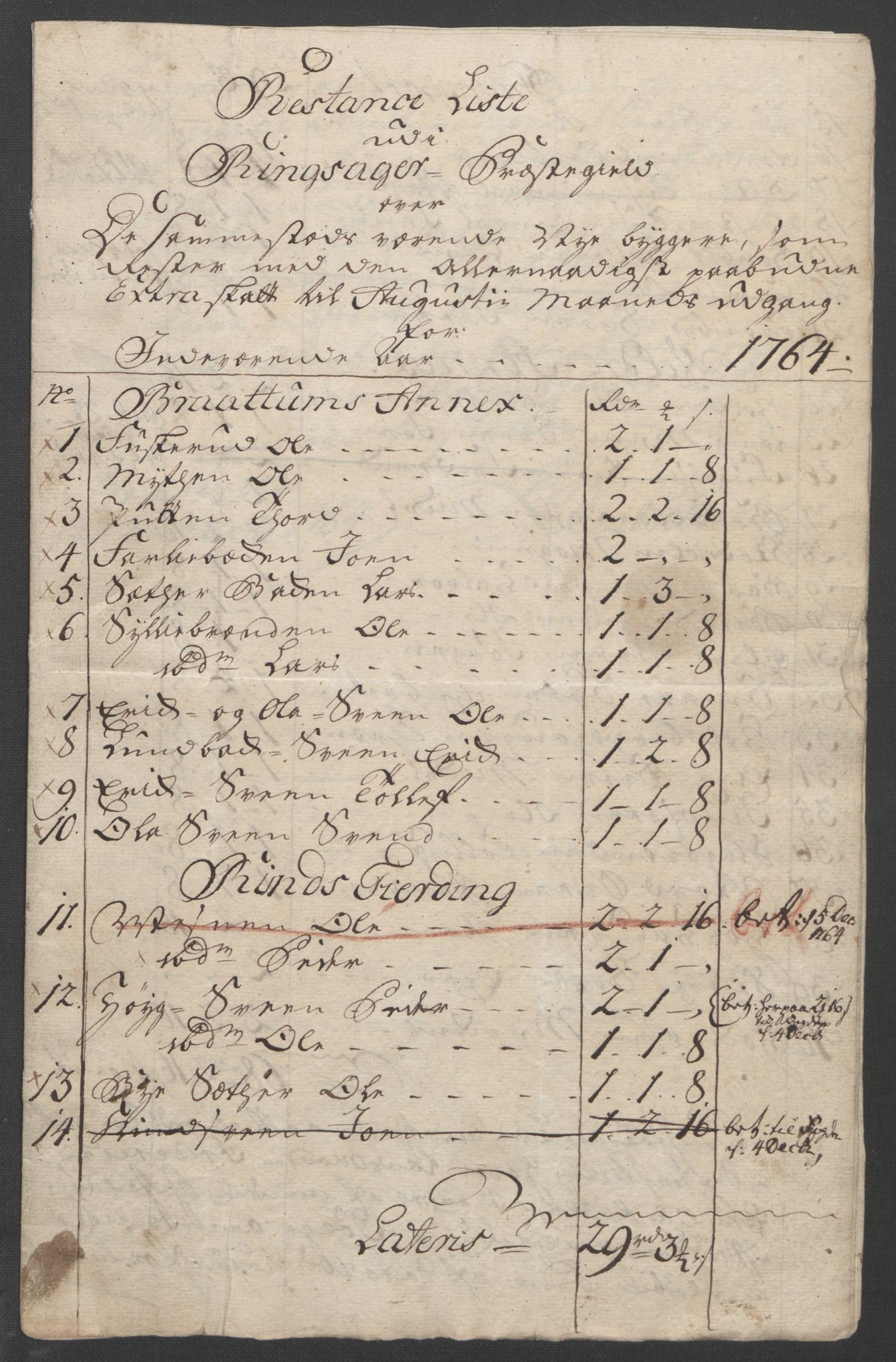 Rentekammeret inntil 1814, Reviderte regnskaper, Fogderegnskap, AV/RA-EA-4092/R16/L1148: Ekstraskatten Hedmark, 1764, s. 331