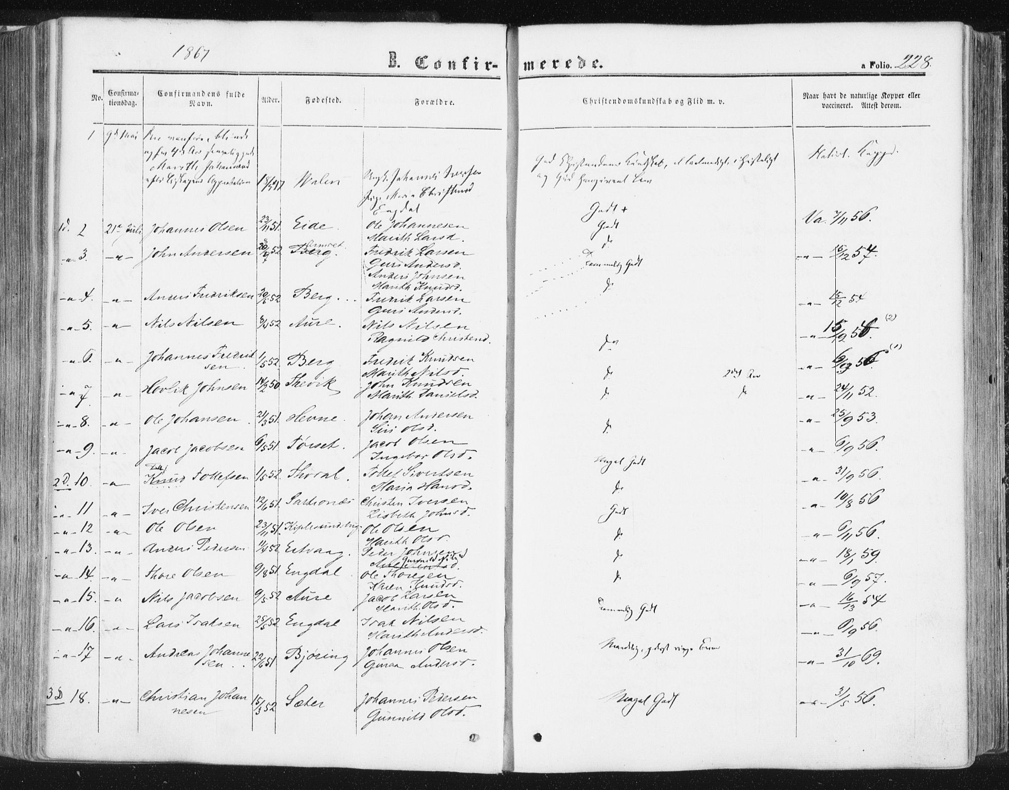 Ministerialprotokoller, klokkerbøker og fødselsregistre - Møre og Romsdal, SAT/A-1454/578/L0905: Ministerialbok nr. 578A04, 1859-1877, s. 228