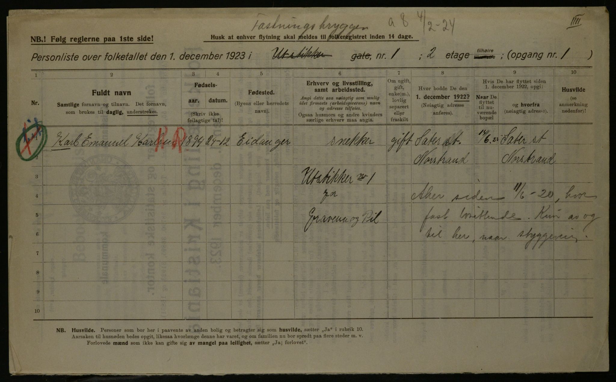 OBA, Kommunal folketelling 1.12.1923 for Kristiania, 1923, s. 27278