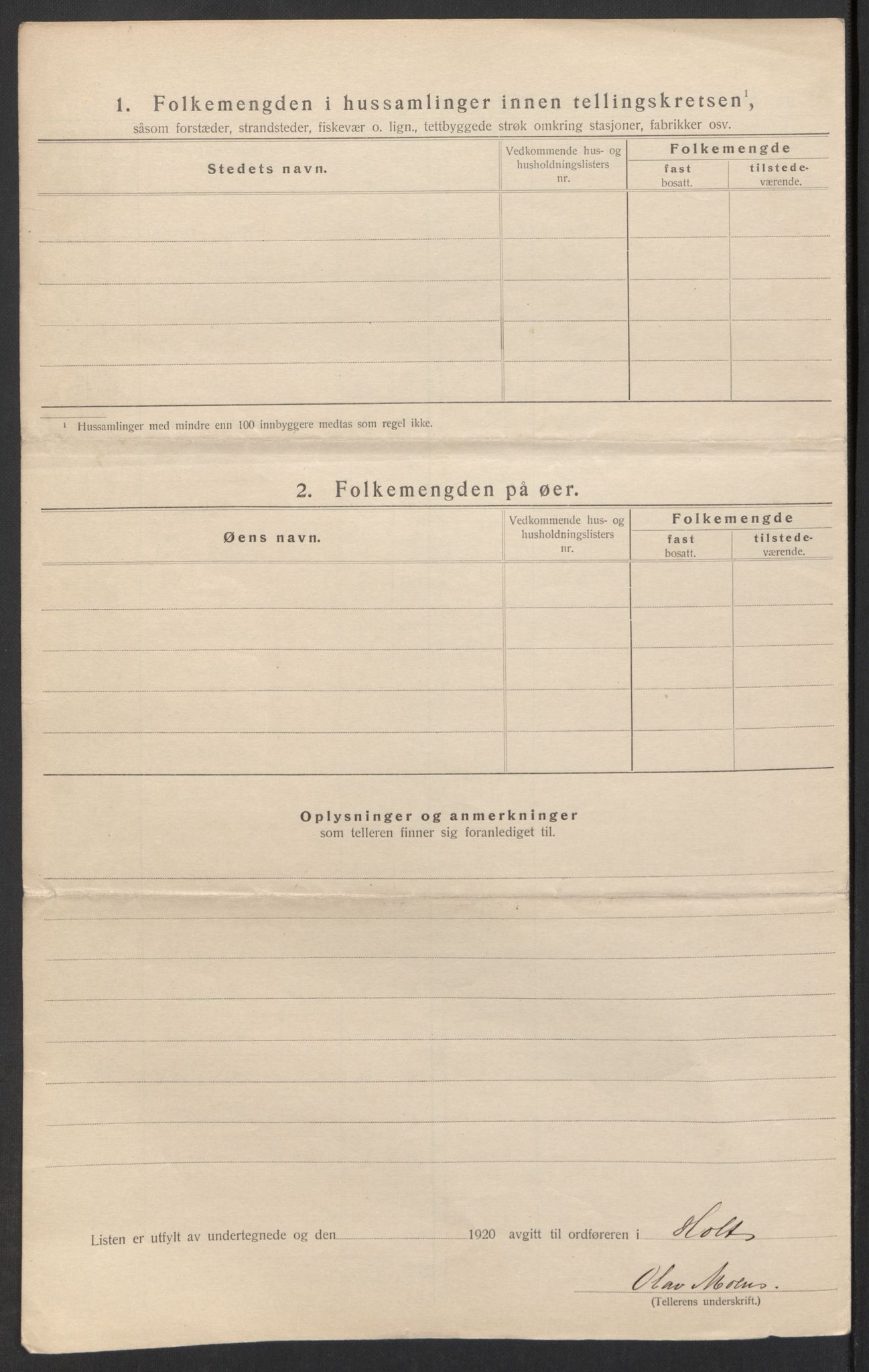 SAK, Folketelling 1920 for 0914 Holt herred, 1920, s. 47