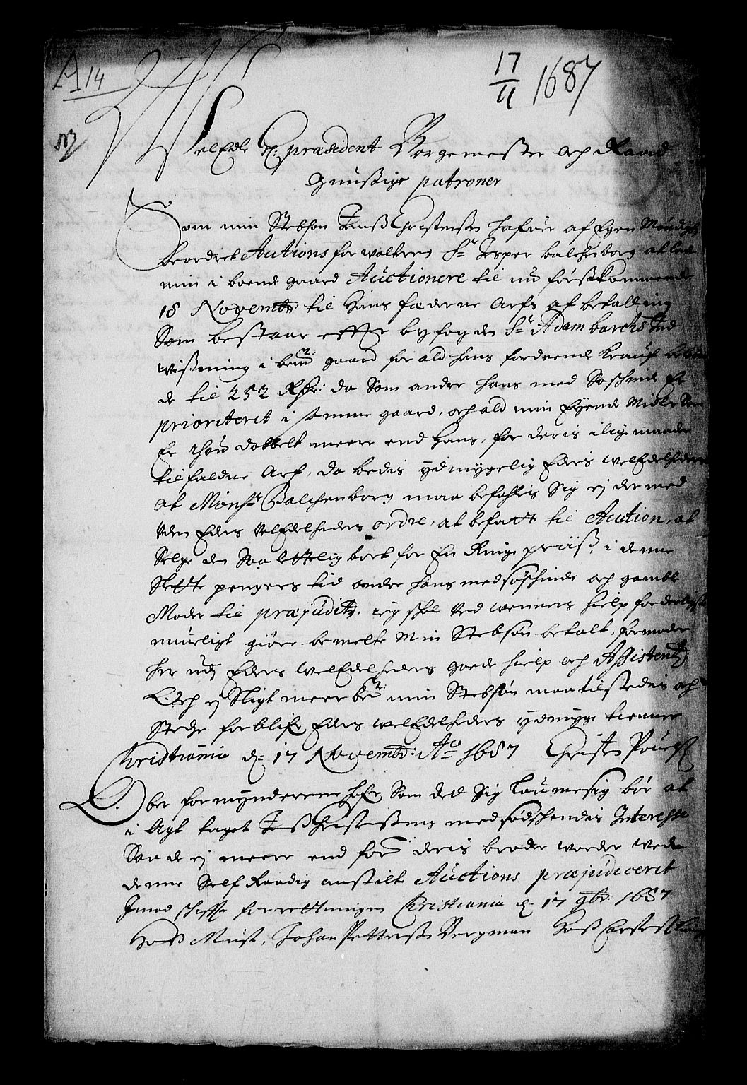 Stattholderembetet 1572-1771, RA/EA-2870/Af/L0002: Avskrifter av vedlegg til originale supplikker, nummerert i samsvar med supplikkbøkene, 1687-1689, s. 71