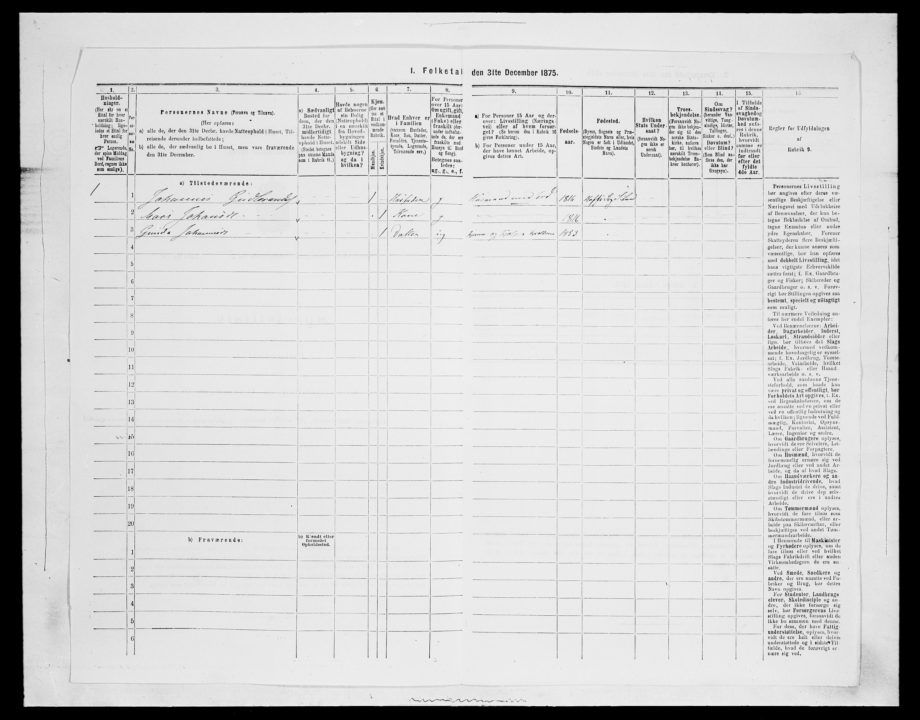 SAH, Folketelling 1875 for 0536P Søndre Land prestegjeld, 1875, s. 657