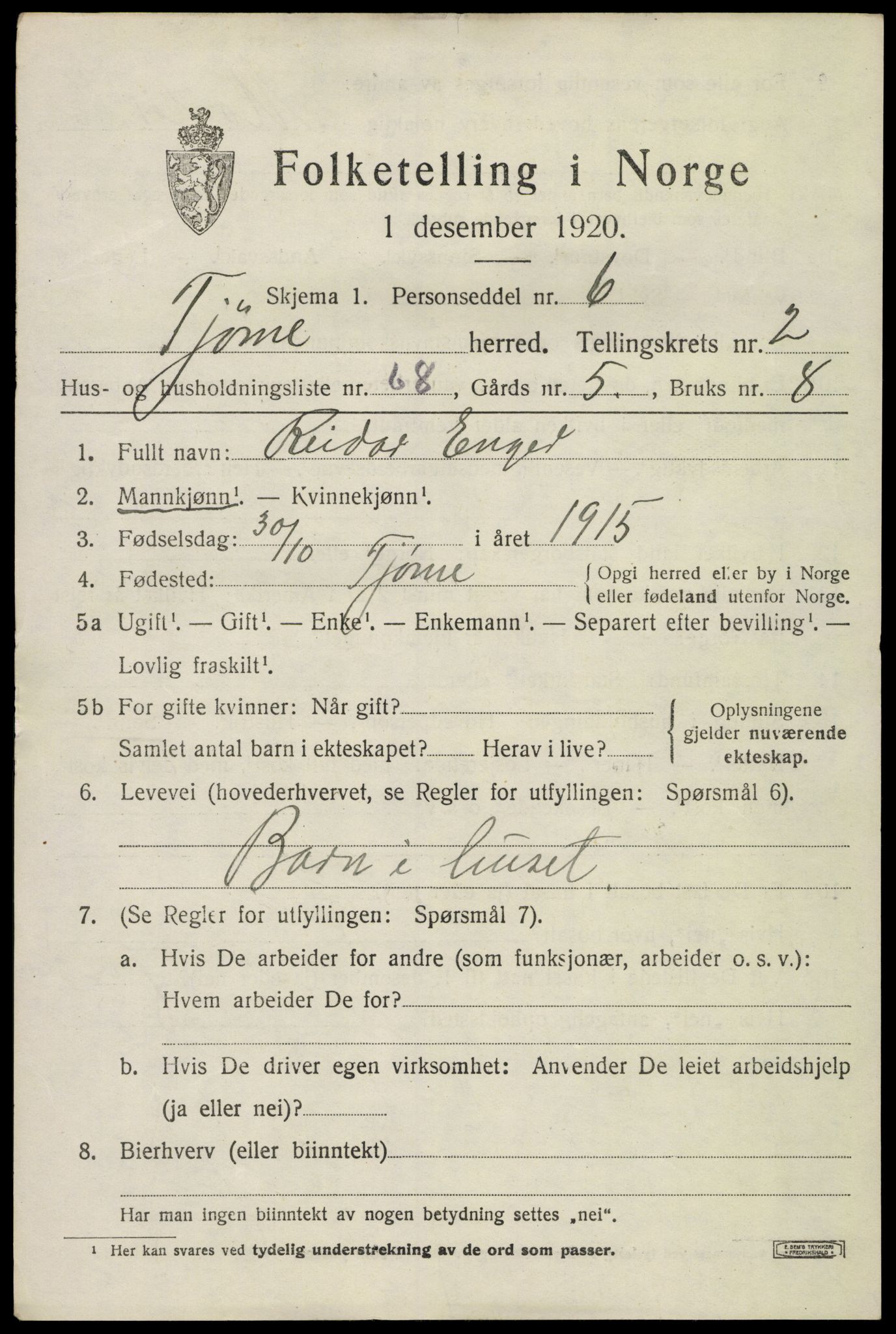 SAKO, Folketelling 1920 for 0723 Tjøme herred, 1920, s. 3421