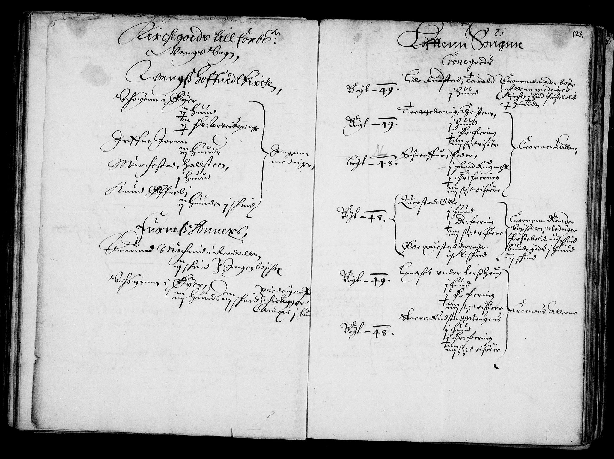 Rentekammeret inntil 1814, Realistisk ordnet avdeling, RA/EA-4070/N/Na/L0001: [XI f]: Akershus stifts jordebok, 1652, s. 122b-123a