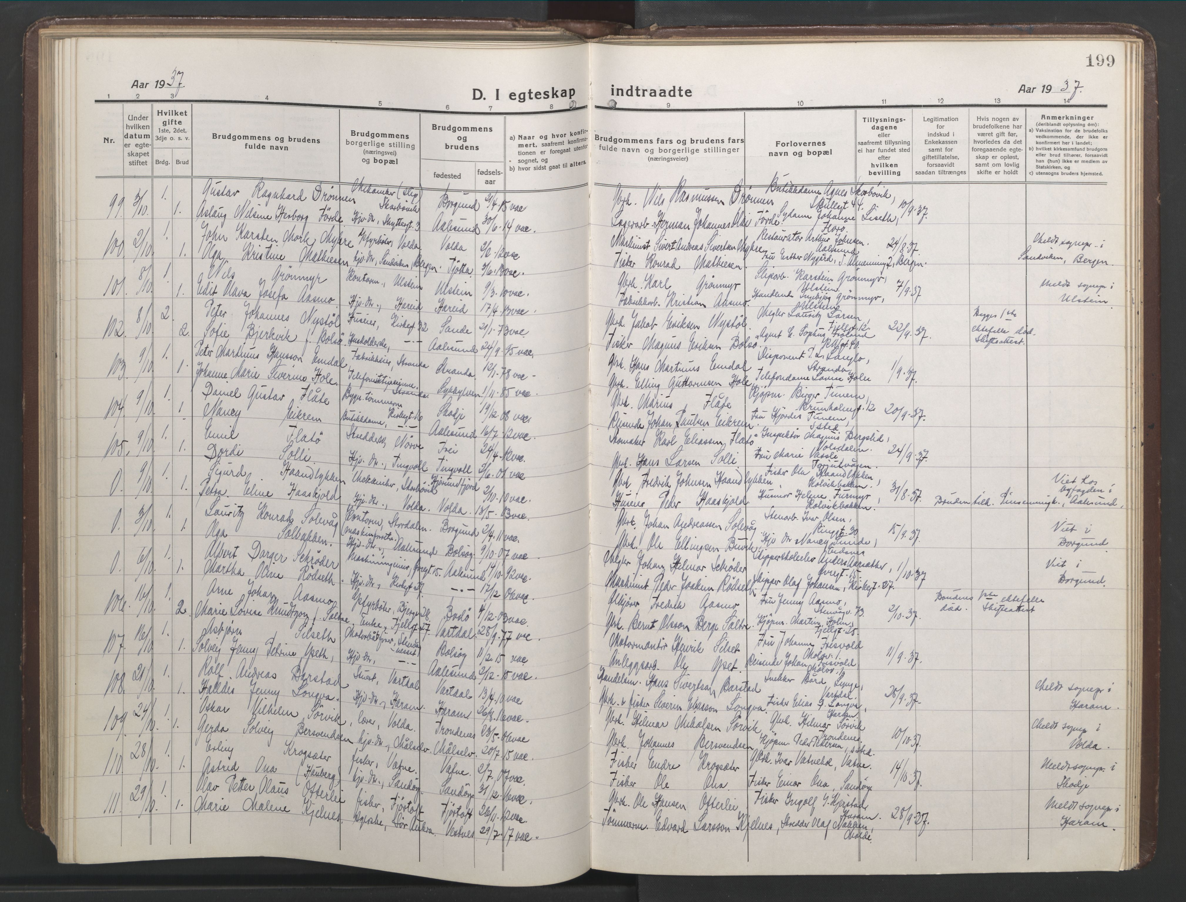 Ministerialprotokoller, klokkerbøker og fødselsregistre - Møre og Romsdal, AV/SAT-A-1454/529/L0473: Klokkerbok nr. 529C10, 1918-1941, s. 199