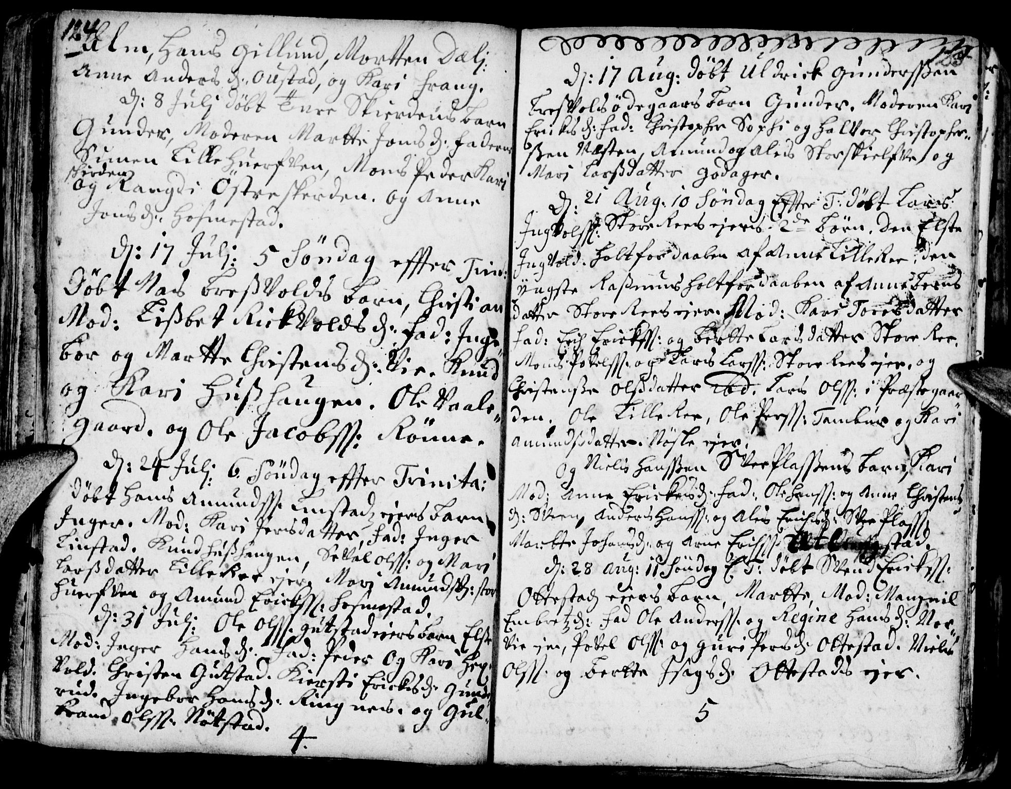Stange prestekontor, AV/SAH-PREST-002/K/L0002: Ministerialbok nr. 2, 1724-1740, s. 124-125