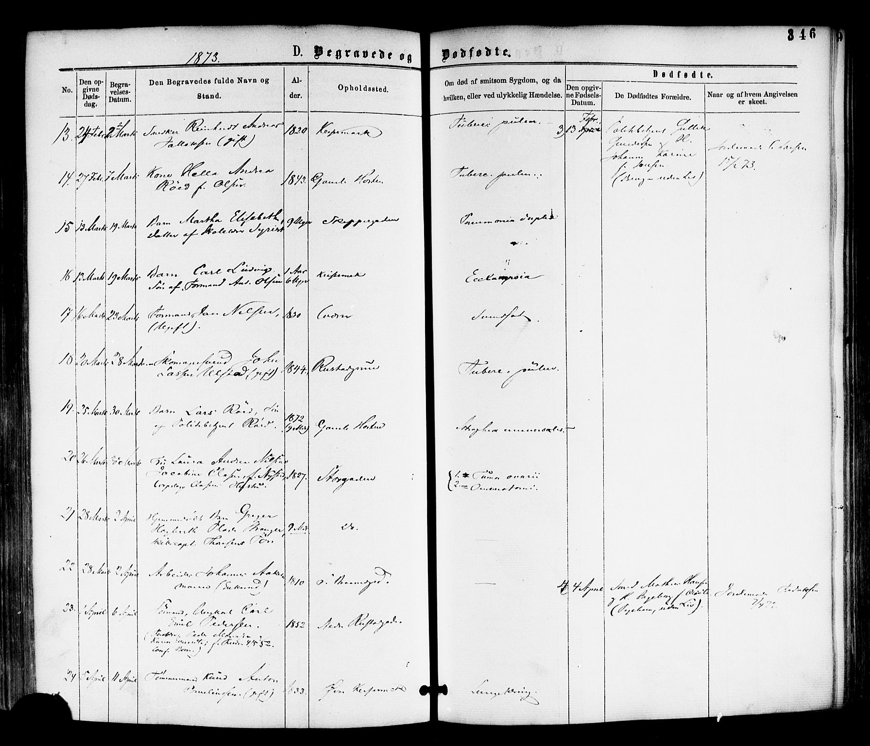Horten kirkebøker, AV/SAKO-A-348/F/Fa/L0002: Ministerialbok nr. 2, 1872-1877, s. 346