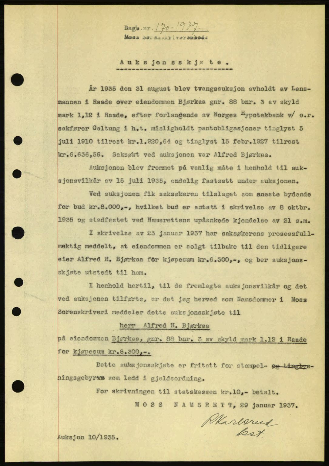Moss sorenskriveri, SAO/A-10168: Pantebok nr. A2, 1936-1937, Dagboknr: 170/1936