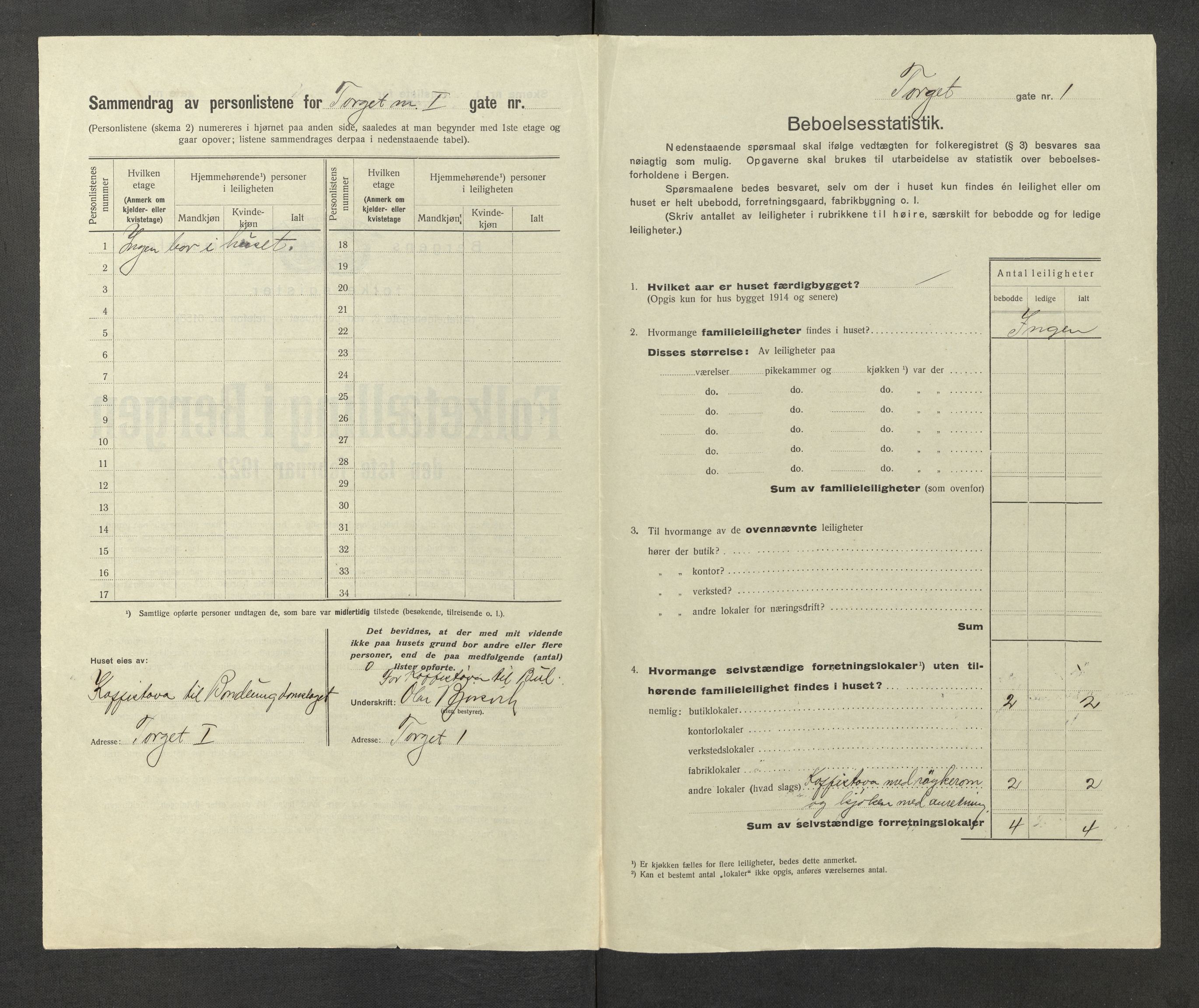 SAB, Kommunal folketelling 1922 for Bergen kjøpstad, 1922, s. 44498