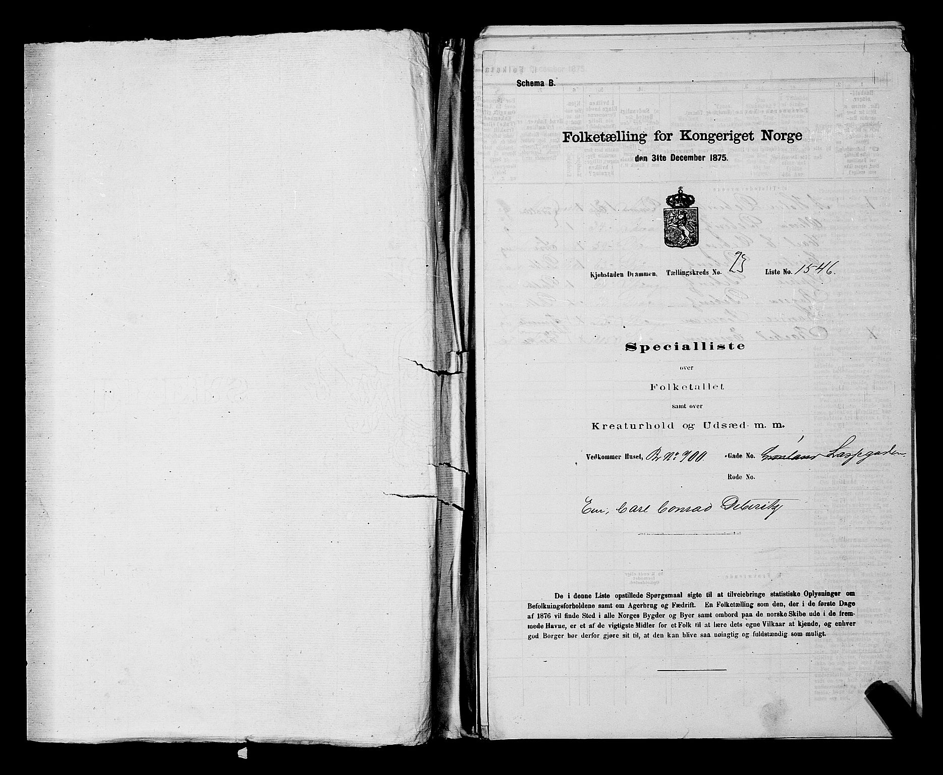 SAKO, Folketelling 1875 for 0602 Drammen kjøpstad, 1875, s. 2252