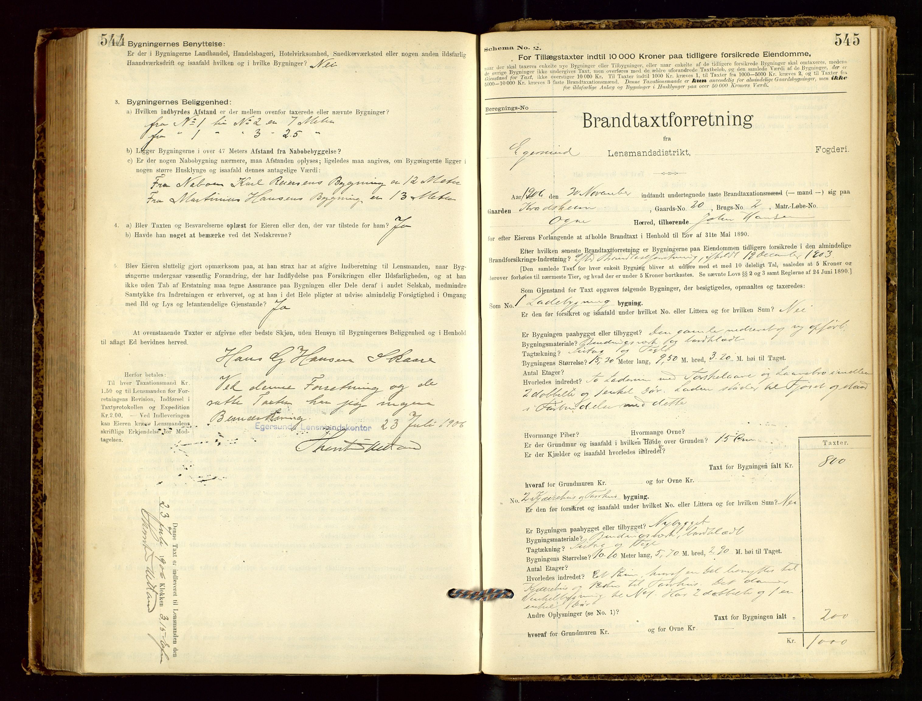 Eigersund lensmannskontor, AV/SAST-A-100171/Gob/L0001: Skjemaprotokoll, 1894-1909, s. 544-545