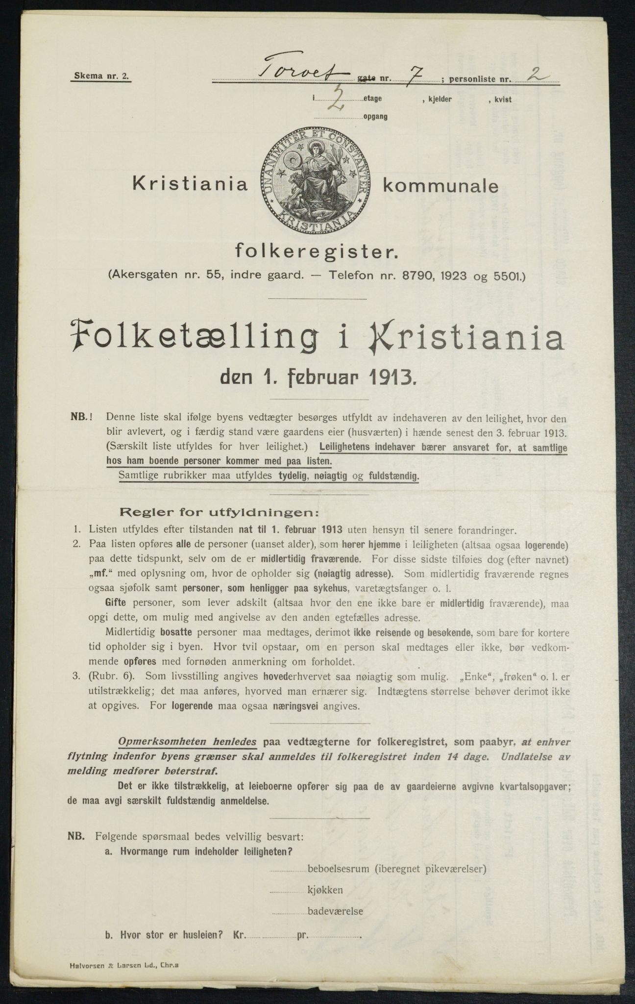 OBA, Kommunal folketelling 1.2.1913 for Kristiania, 1913, s. 103696