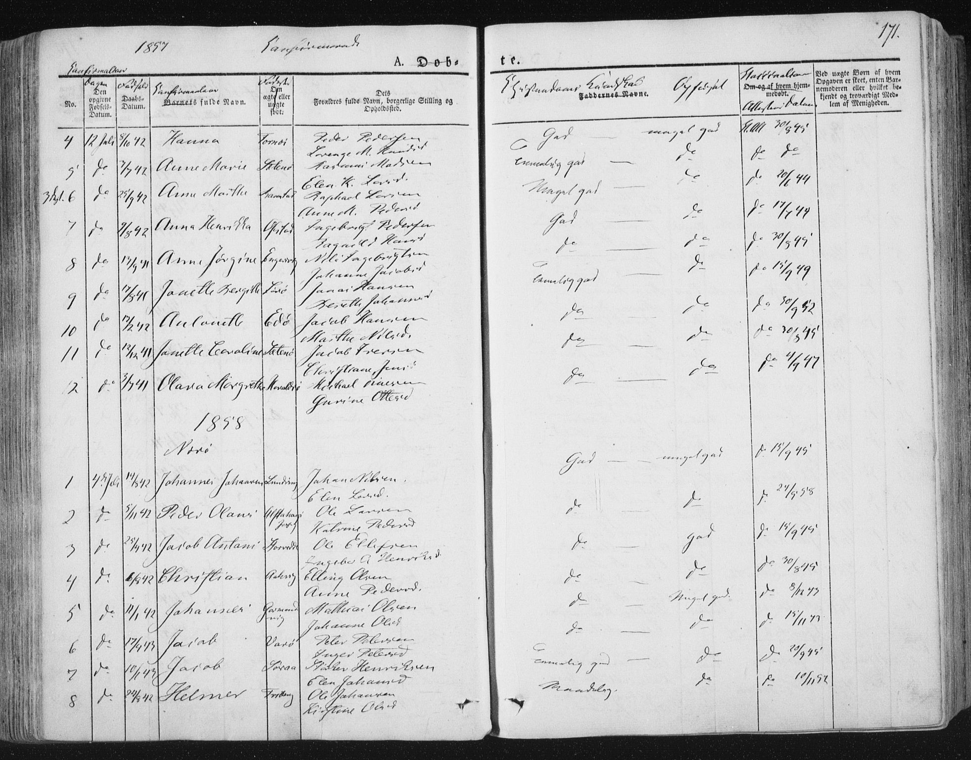 Ministerialprotokoller, klokkerbøker og fødselsregistre - Nord-Trøndelag, AV/SAT-A-1458/784/L0669: Ministerialbok nr. 784A04, 1829-1859, s. 171