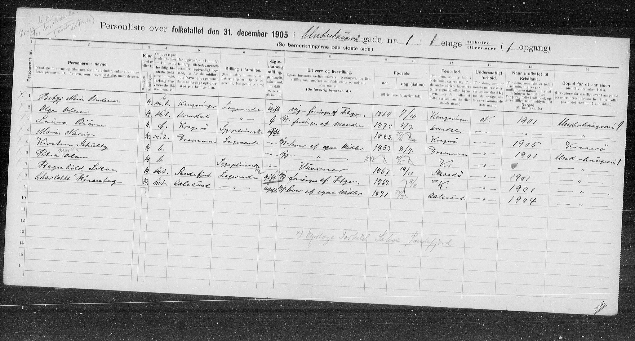 OBA, Kommunal folketelling 31.12.1905 for Kristiania kjøpstad, 1905, s. 62875