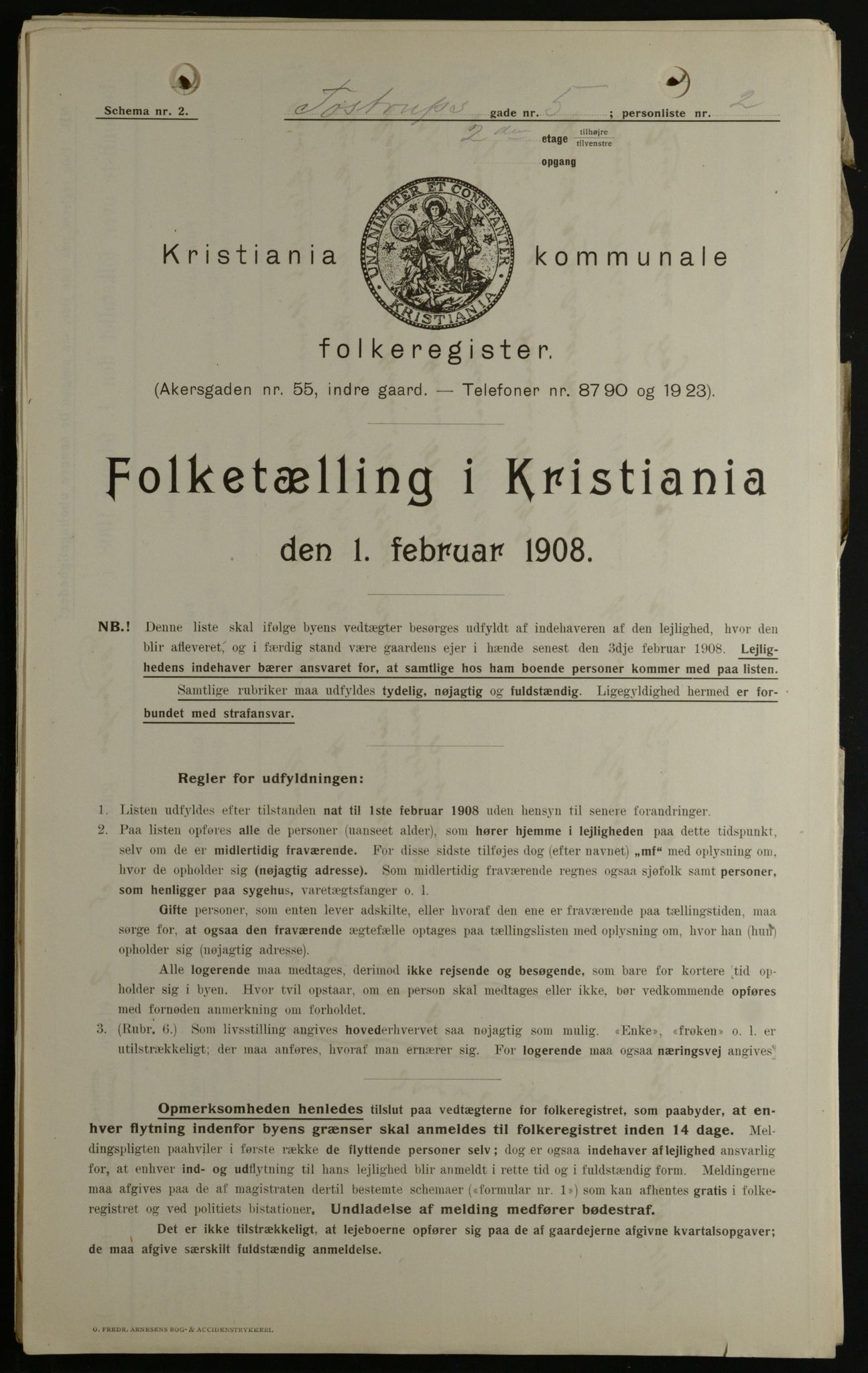 OBA, Kommunal folketelling 1.2.1908 for Kristiania kjøpstad, 1908, s. 103661