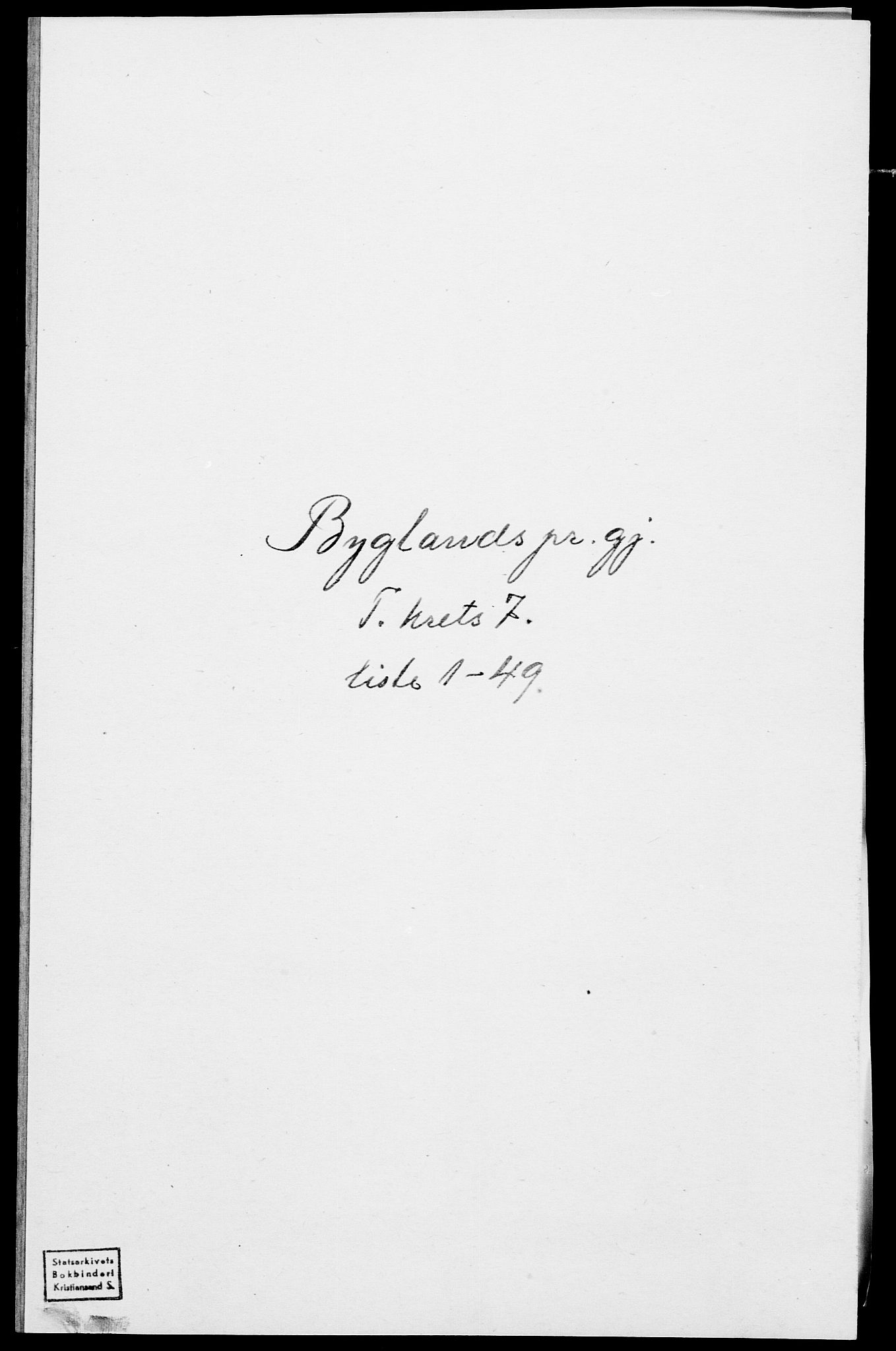 SAK, Folketelling 1875 for 0938P Bygland prestegjeld, 1875, s. 588