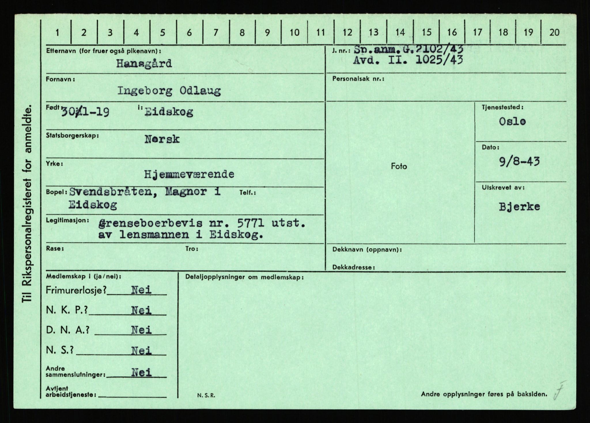 Statspolitiet - Hovedkontoret / Osloavdelingen, AV/RA-S-1329/C/Ca/L0006: Hanche - Hokstvedt, 1943-1945, s. 1706