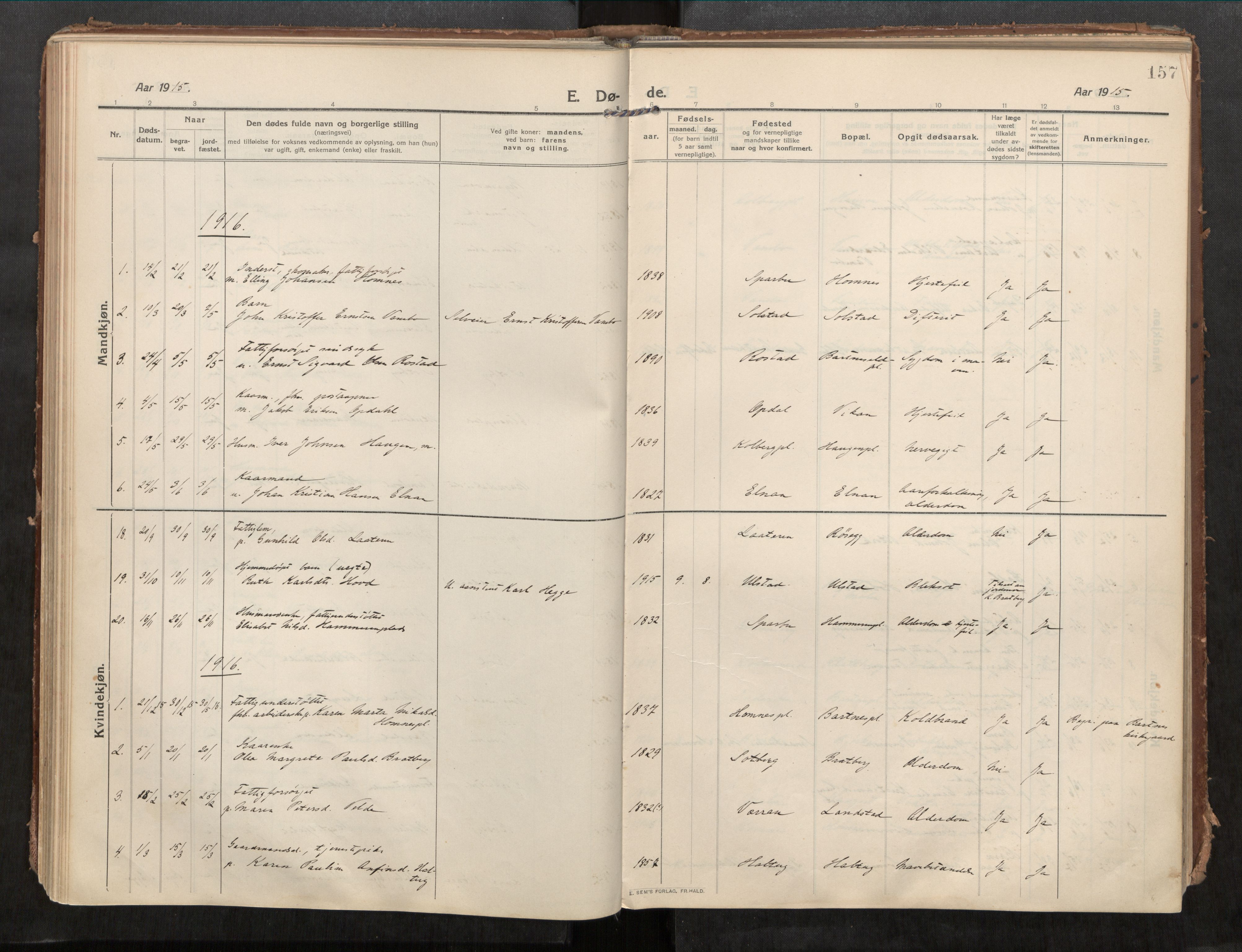 Beitstad sokneprestkontor, AV/SAT-A-1162/I/I1/I1a/L0001: Ministerialbok nr. 1, 1912-1927, s. 157