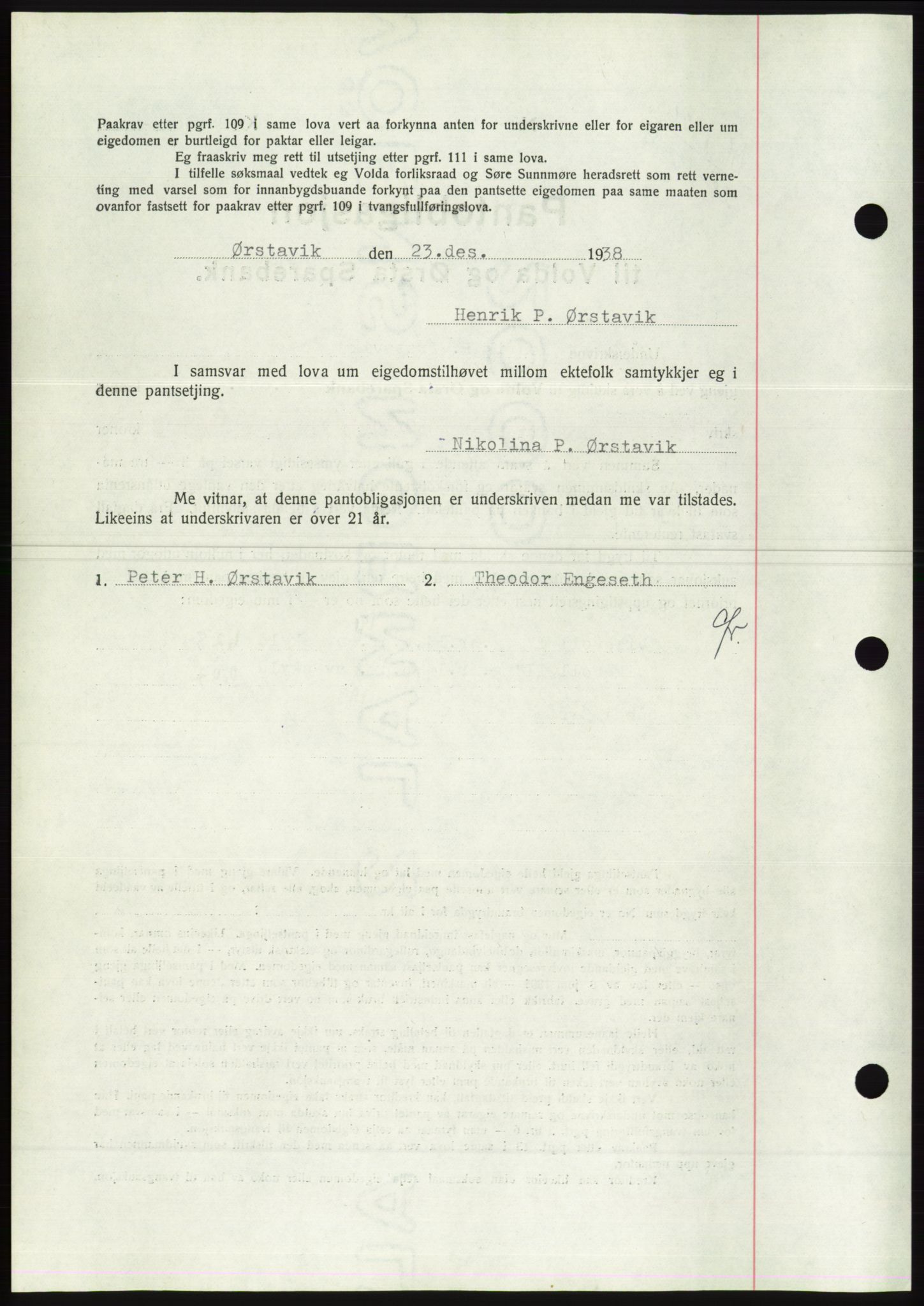 Søre Sunnmøre sorenskriveri, AV/SAT-A-4122/1/2/2C/L0067: Pantebok nr. 61, 1938-1939, Dagboknr: 1826/1938