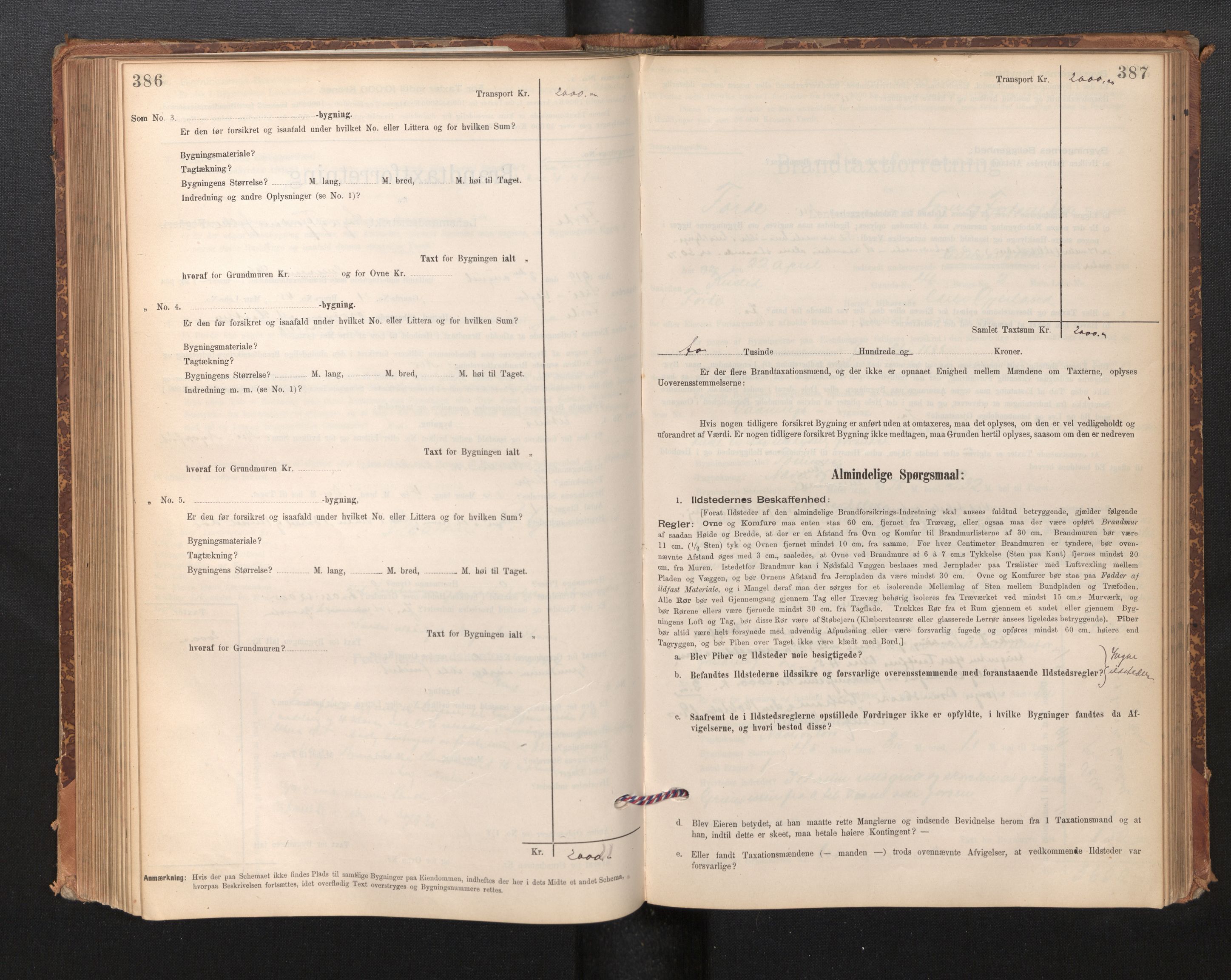 Lensmannen i Førde, SAB/A-27401/0012/L0008: Branntakstprotokoll, skjematakst, 1895-1922, s. 386-387