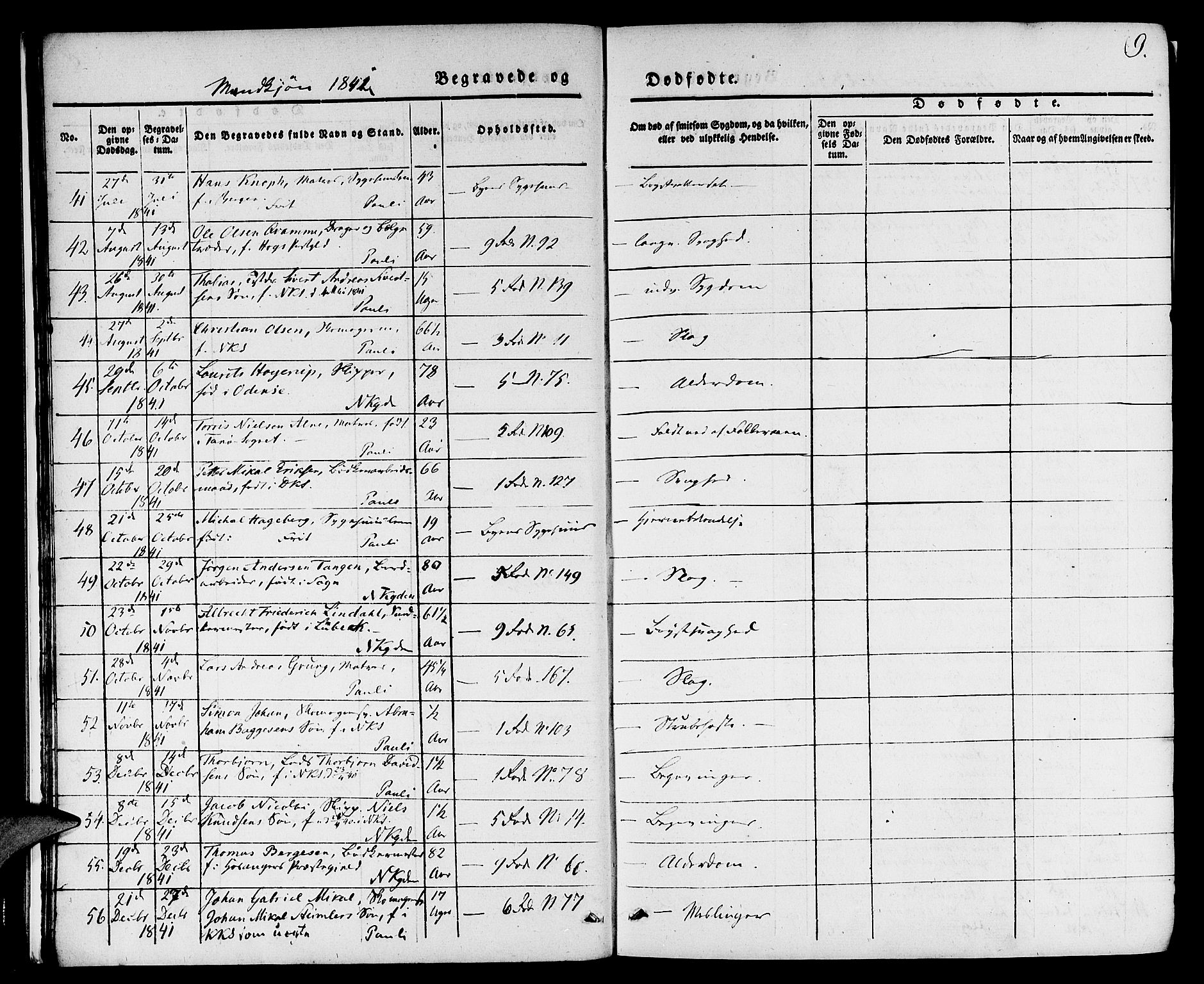 Nykirken Sokneprestembete, AV/SAB-A-77101/H/Hab: Klokkerbok nr. E 1, 1840-1866, s. 9