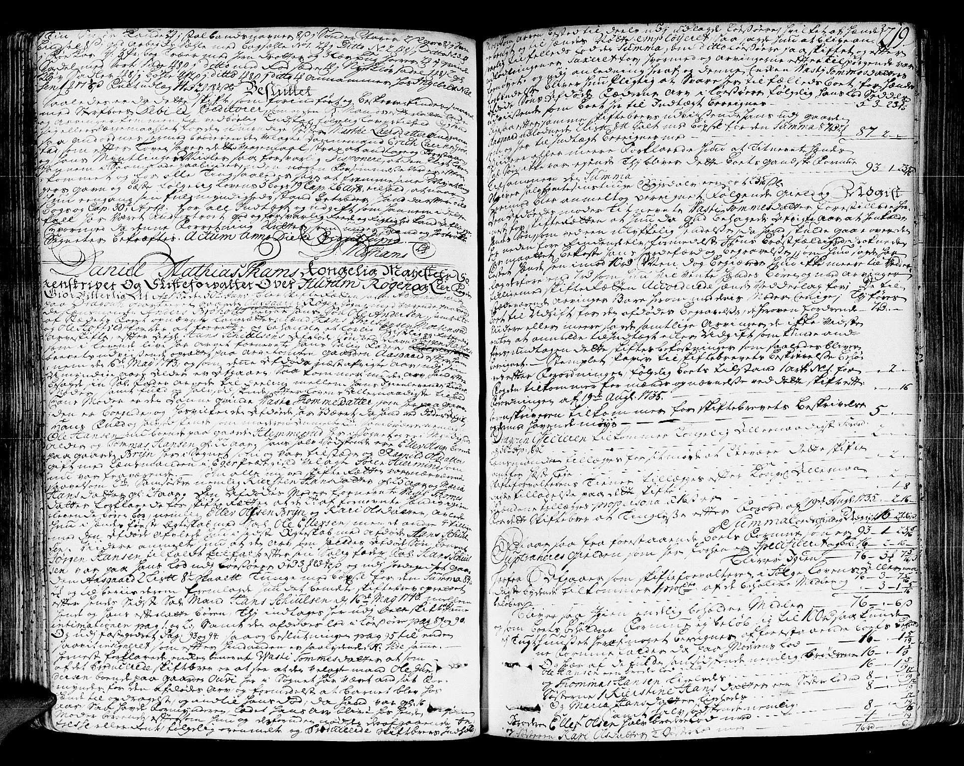 Lier, Røyken og Hurum sorenskriveri, AV/SAKO-A-89/H/Hc/L0004: Skifteprotokoll, 1745-1761, s. 218b-219a