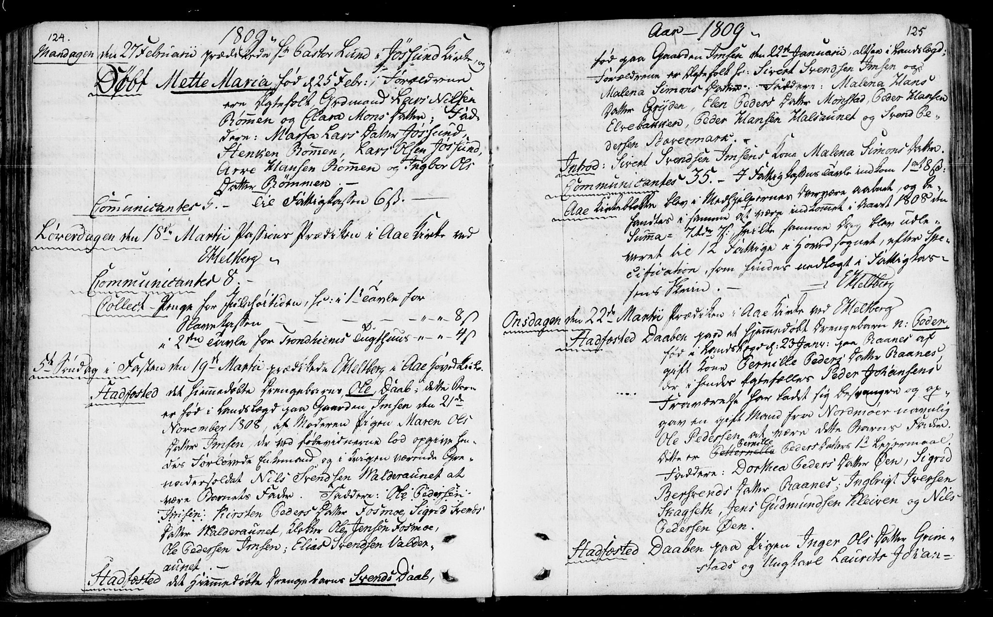 Ministerialprotokoller, klokkerbøker og fødselsregistre - Sør-Trøndelag, SAT/A-1456/655/L0674: Ministerialbok nr. 655A03, 1802-1826, s. 124-125