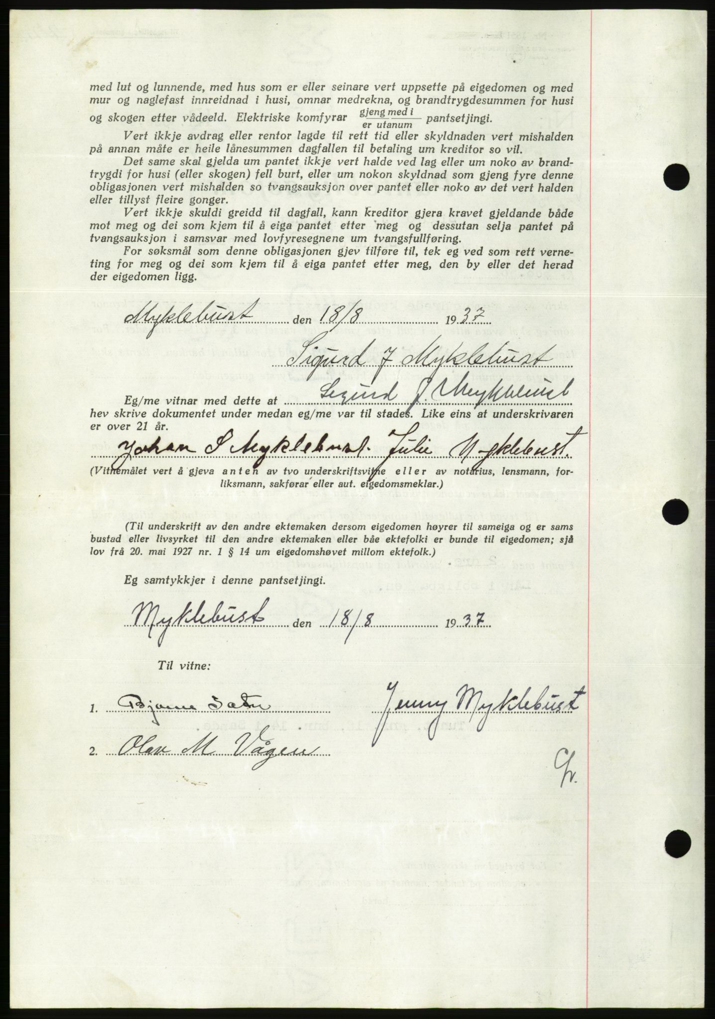 Søre Sunnmøre sorenskriveri, AV/SAT-A-4122/1/2/2C/L0064: Pantebok nr. 58, 1937-1938, Dagboknr: 1322/1937