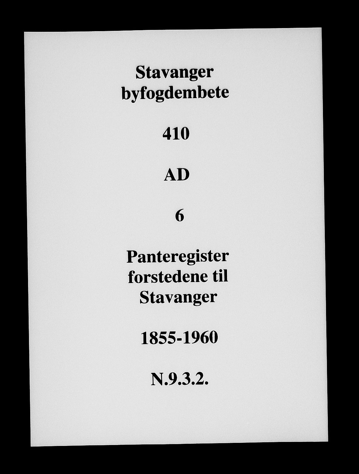 Stavanger byfogd, SAST/A-101408/001/4/41/410/410AD/L0006: Panteregister nr. AD 6, 1855