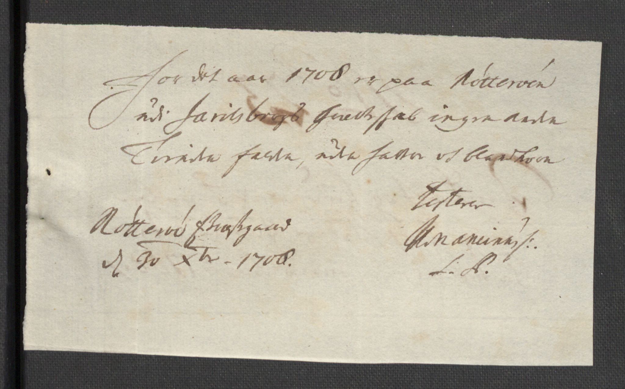 Rentekammeret inntil 1814, Reviderte regnskaper, Fogderegnskap, AV/RA-EA-4092/R32/L1873: Fogderegnskap Jarlsberg grevskap, 1708, s. 175