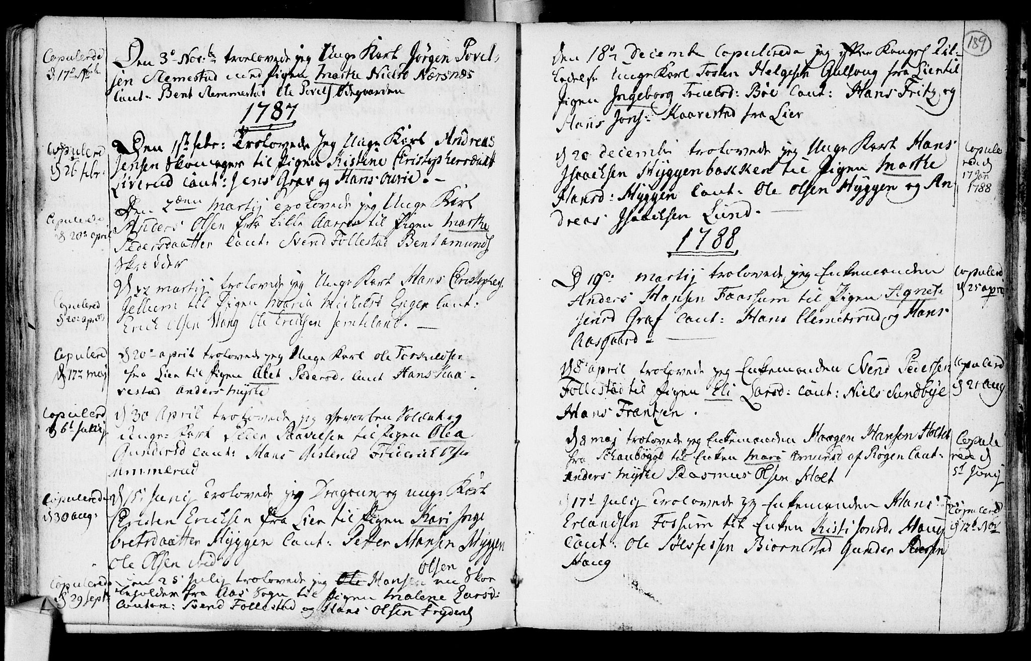 Røyken kirkebøker, AV/SAKO-A-241/F/Fa/L0003: Ministerialbok nr. 3, 1782-1813, s. 189