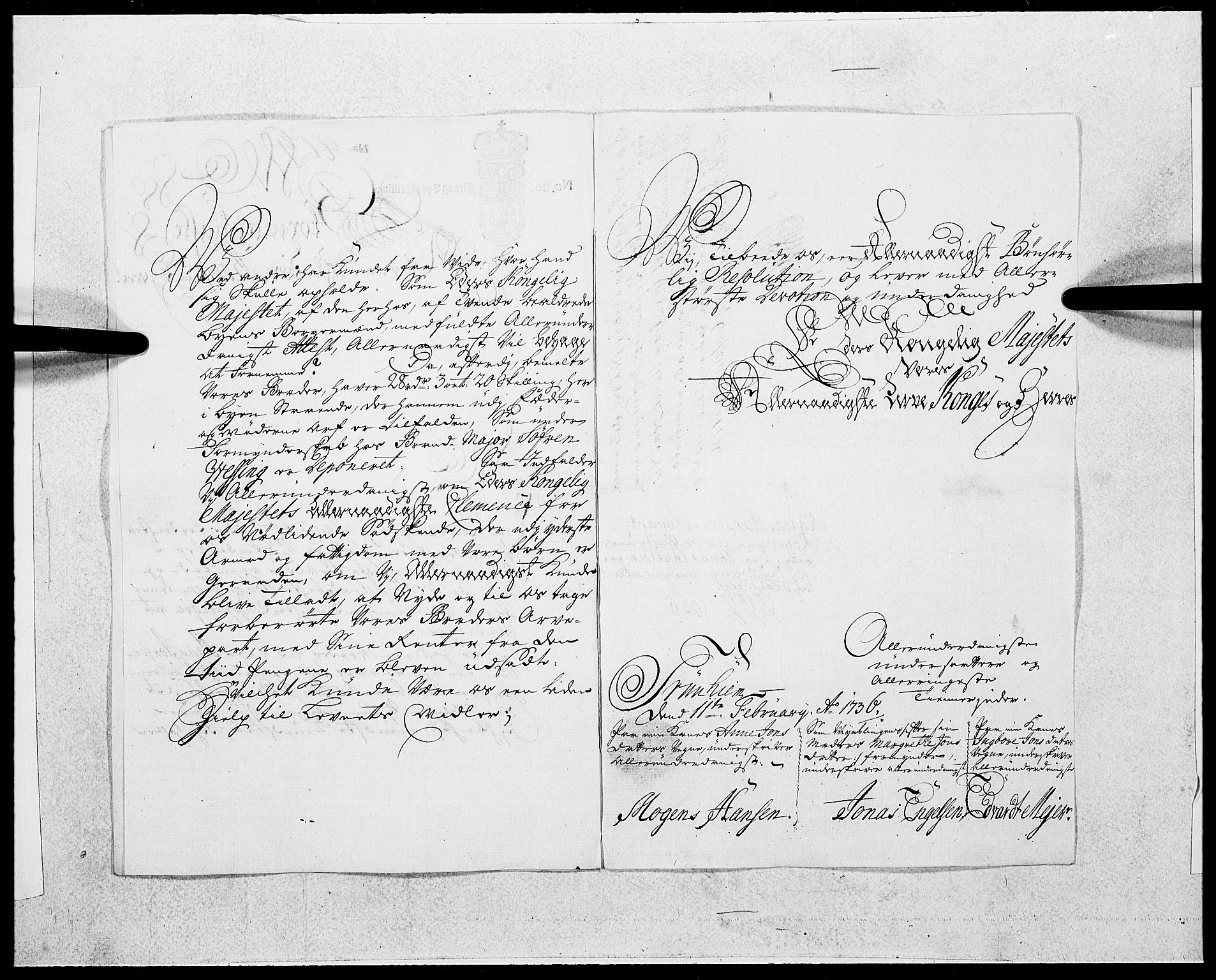 Danske Kanselli 1572-1799, AV/RA-EA-3023/F/Fc/Fcc/Fcca/L0123: Norske innlegg 1572-1799, 1736, s. 10