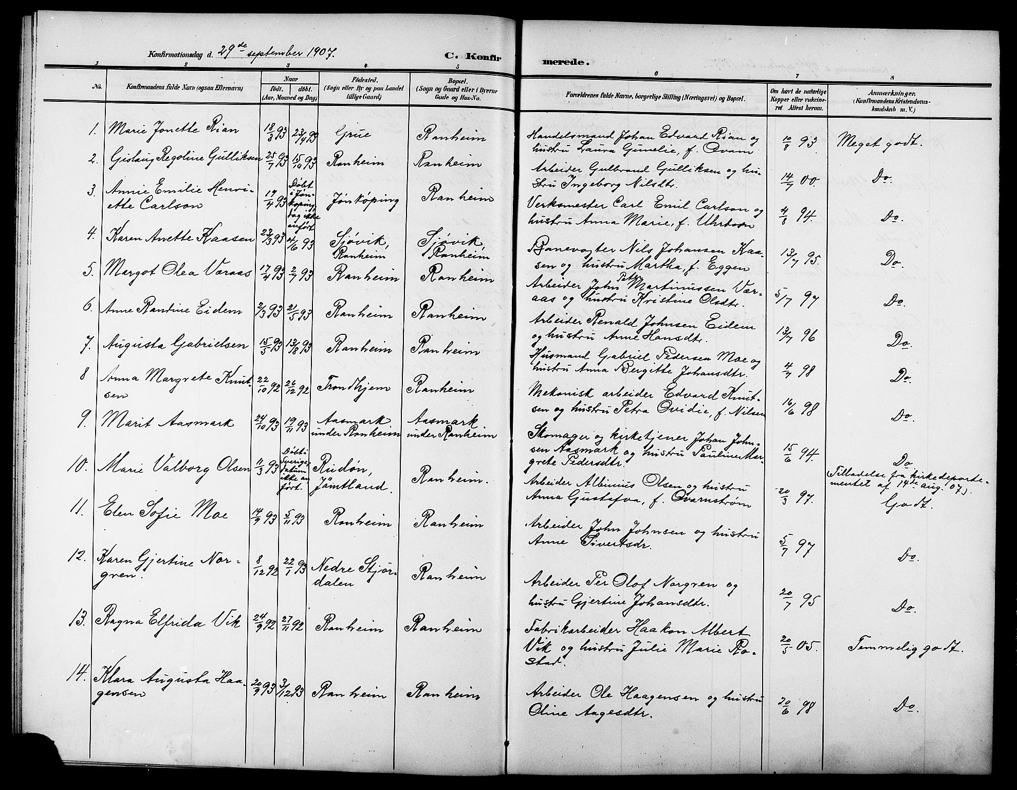 Ministerialprotokoller, klokkerbøker og fødselsregistre - Sør-Trøndelag, AV/SAT-A-1456/615/L0400: Klokkerbok nr. 615C01, 1905-1921