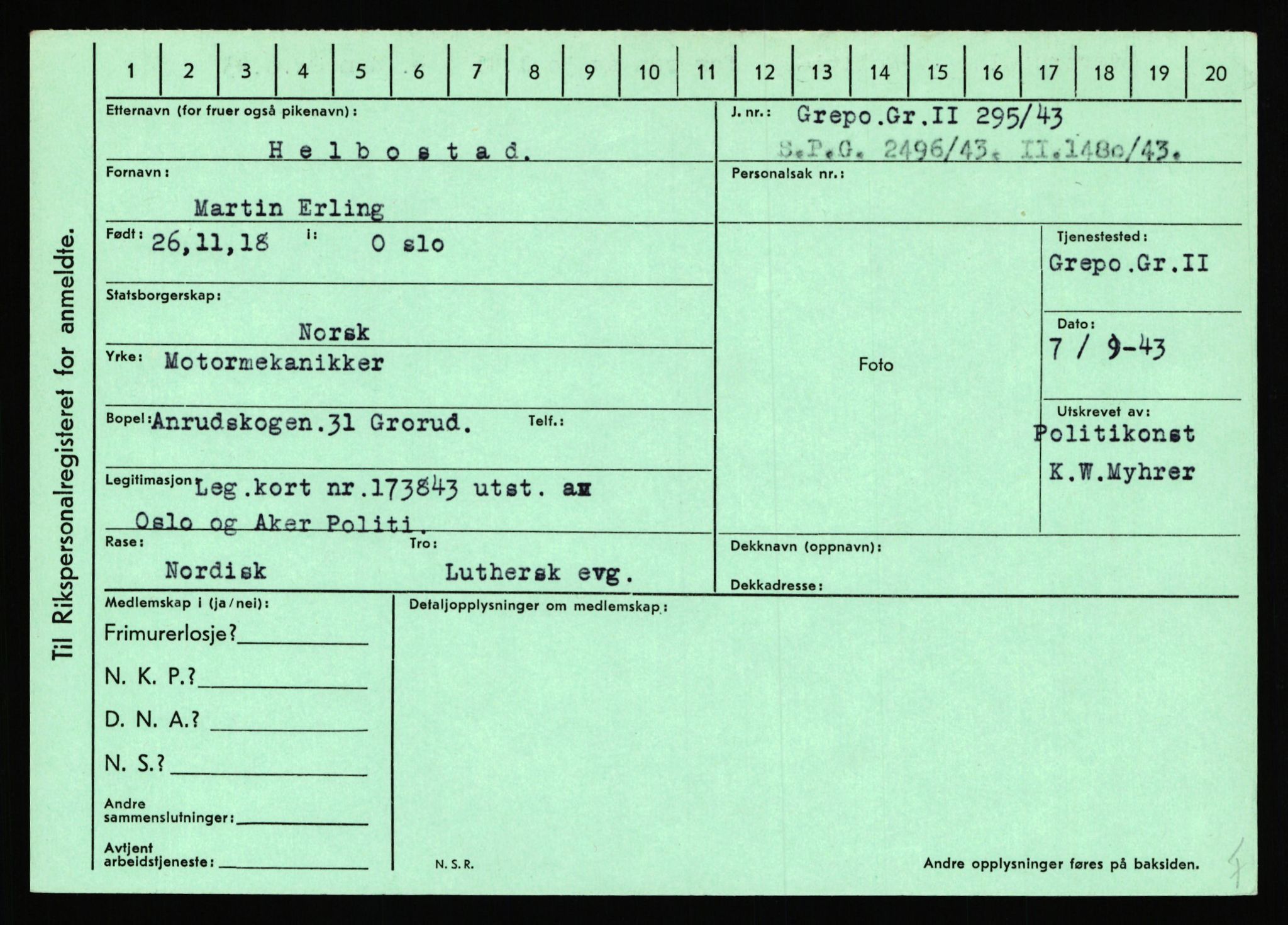 Statspolitiet - Hovedkontoret / Osloavdelingen, AV/RA-S-1329/C/Ca/L0006: Hanche - Hokstvedt, 1943-1945, s. 3212