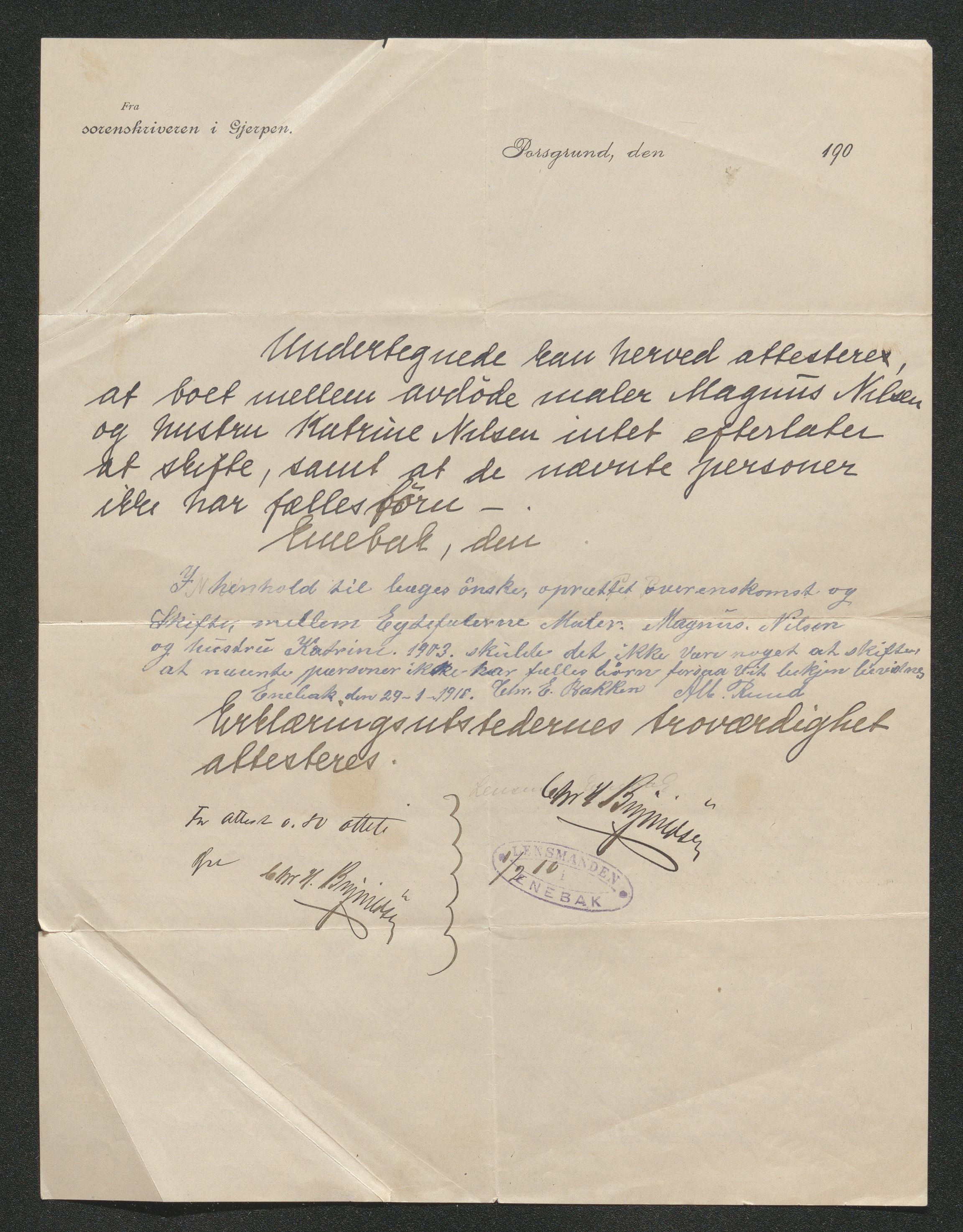 Gjerpen sorenskriveri, SAKO/A-216/H/Ha/Hab/L0001: Dødsfallsmeldinger, Gjerpen, 1899-1915, s. 446