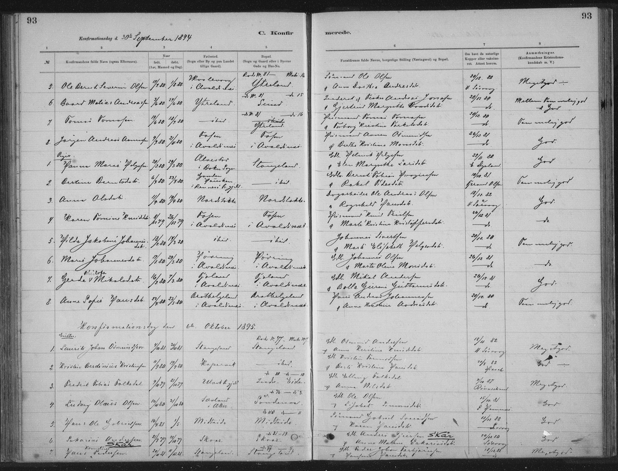 Kopervik sokneprestkontor, AV/SAST-A-101850/H/Ha/Haa/L0002: Ministerialbok nr. A 2, 1880-1912, s. 93
