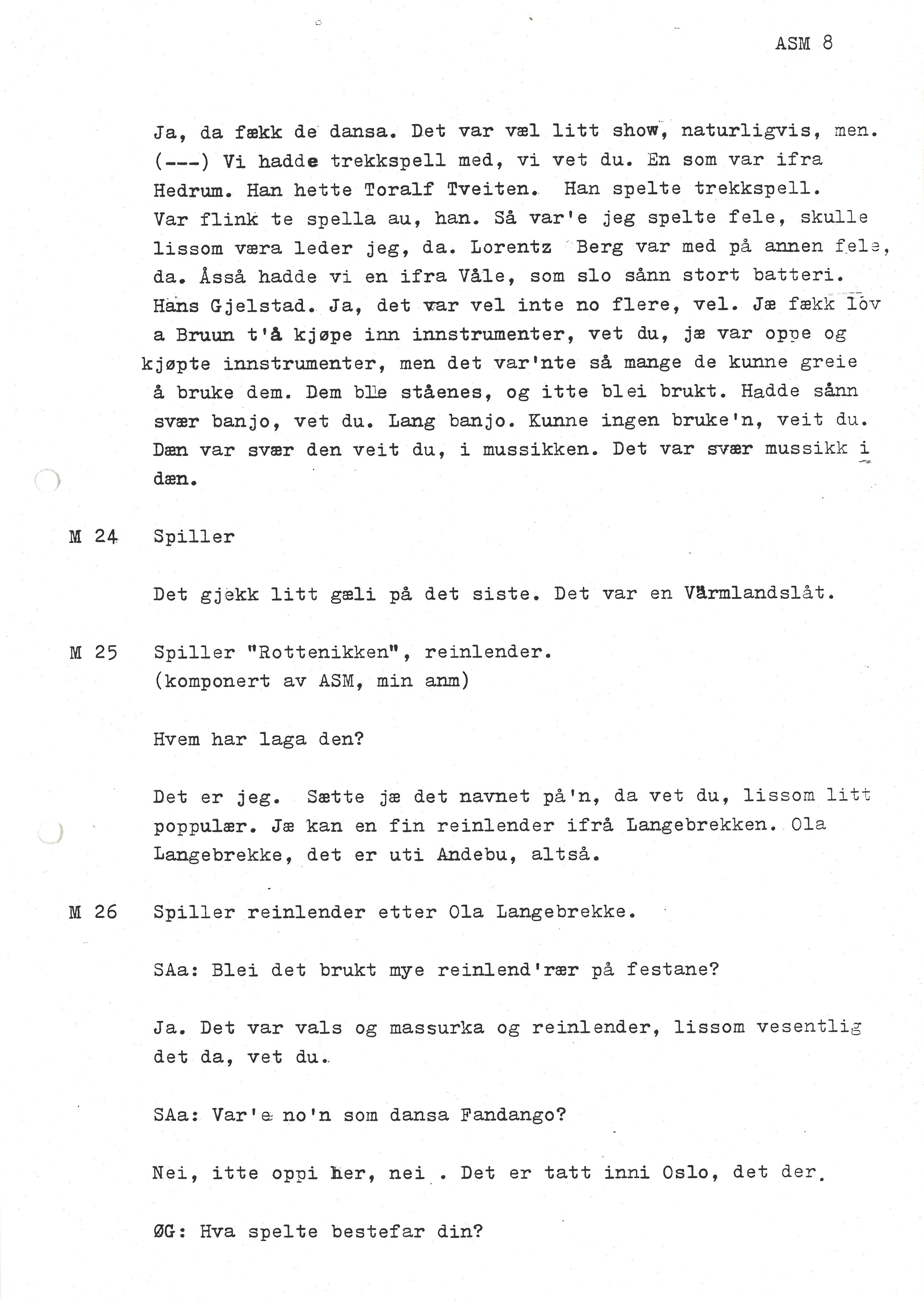 Sa 16 - Folkemusikk fra Vestfold, Gjerdesamlingen, VEMU/A-1868/I/L0001: Informantregister med intervjunedtegnelser, 1979-1986