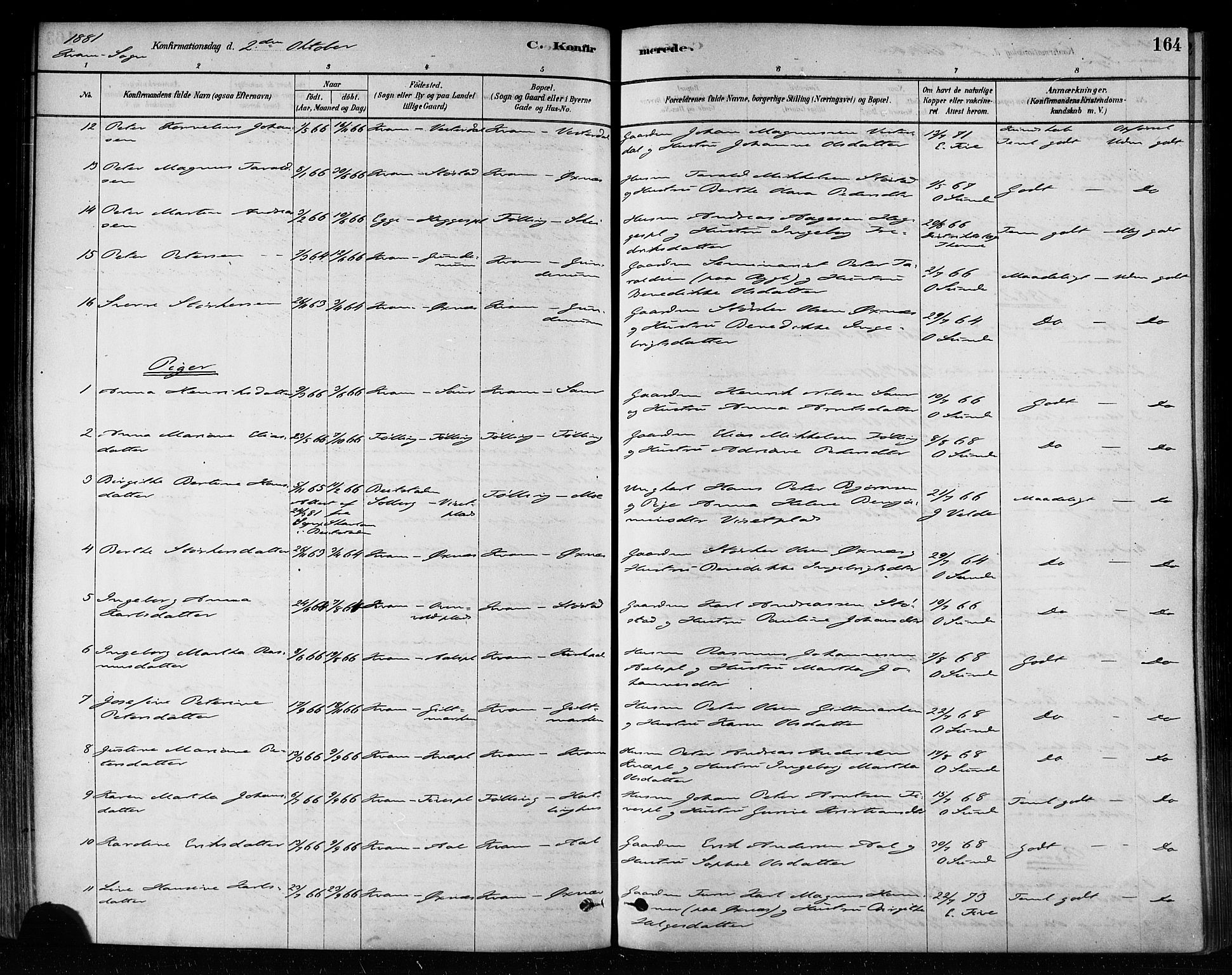 Ministerialprotokoller, klokkerbøker og fødselsregistre - Nord-Trøndelag, AV/SAT-A-1458/746/L0449: Ministerialbok nr. 746A07 /2, 1878-1899, s. 164